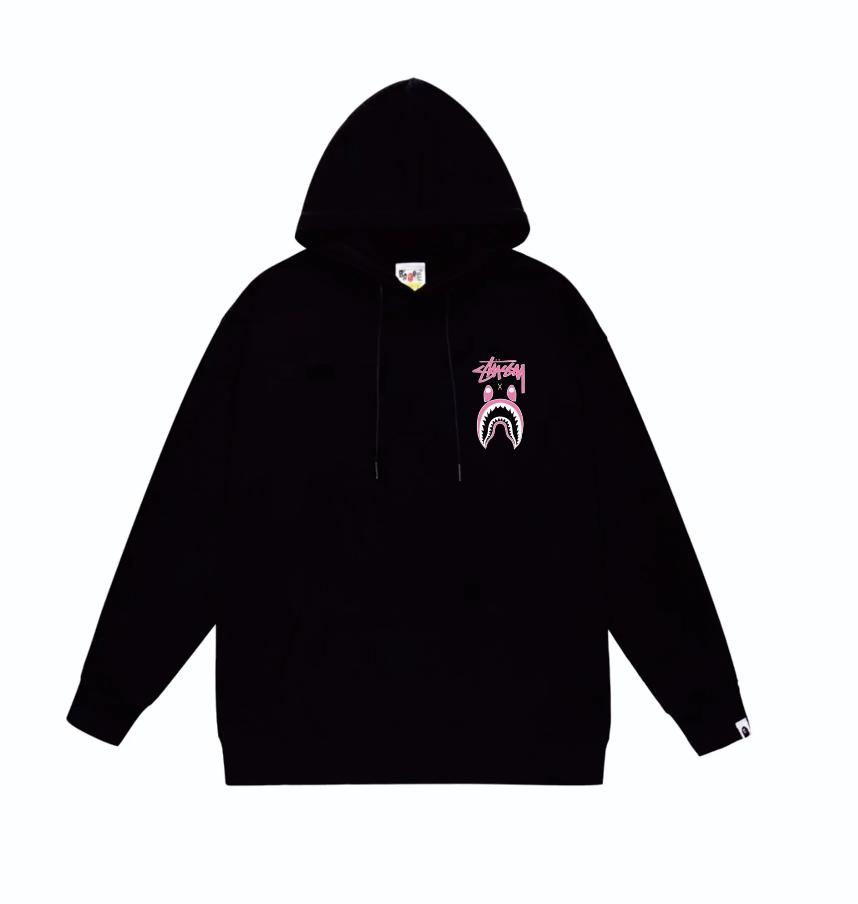 P160 model number SC804# terry 80 plus velvet 90 (top version) BAPE×STUSSY co-branded Stussy letter printed hooded sweatshirt Made of 380g large terry (drop shoulder large version) fabric, soft texture and no pilling Imported environmentally friendly printing glue The pattern is bright and three-dimensional Quality 💥Same style for men and women The upper body is trendy Color: black white gray Size: S M L XL XXL