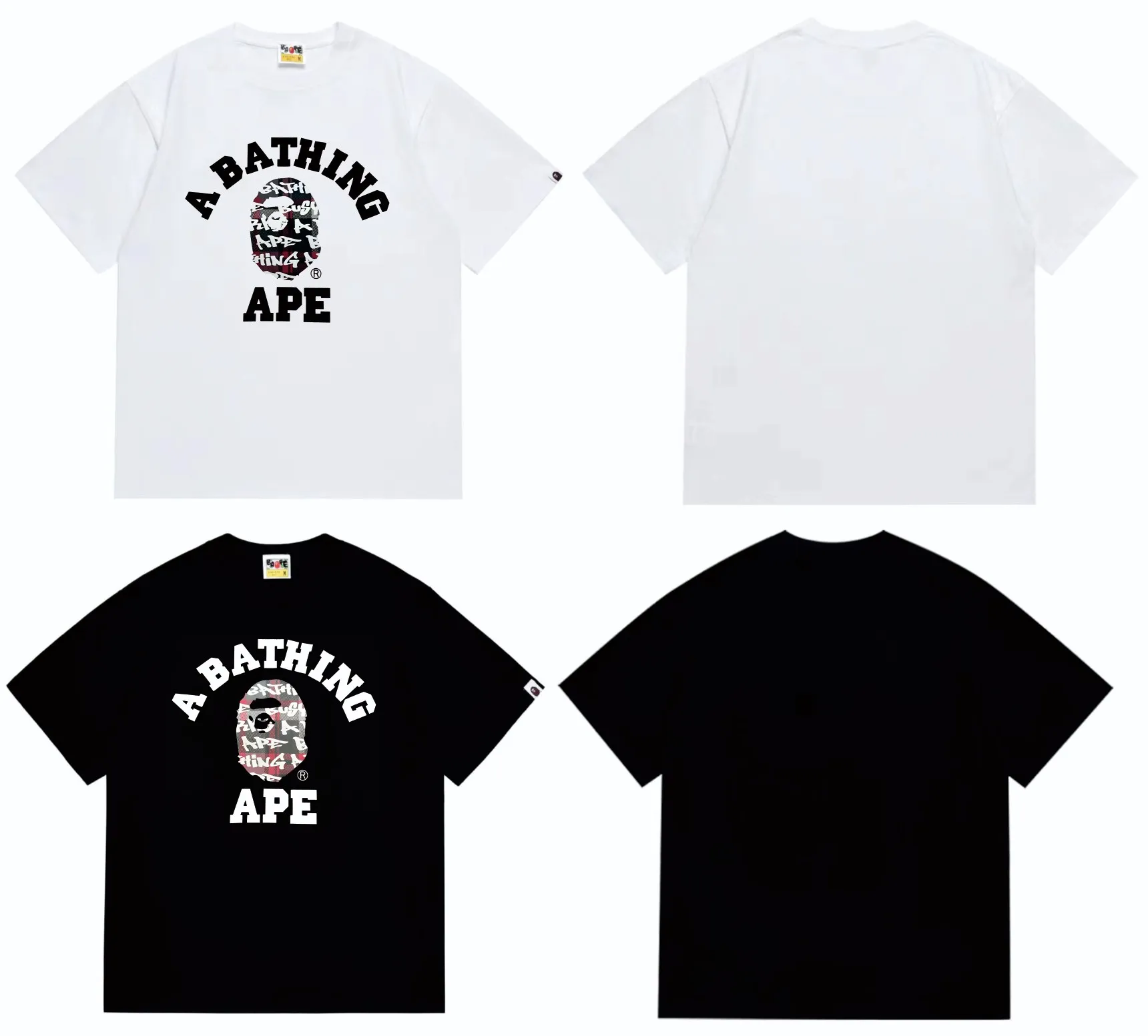 SC259#p110💰 (top version) BAPE ape head letter print graffiti plaid pattern short-sleeved T-shirt Made of 260 grams of high-quality high-weave pure cotton fabric, double yarn combed, soft texture and no pilling Imported environmentally friendly printing glue, bright and three-dimensional pattern, quality 💥Same style for men and women, the upper body is fashionable Color: black and blue, white and blue, black and red, white and red Size: S M L XL XXL