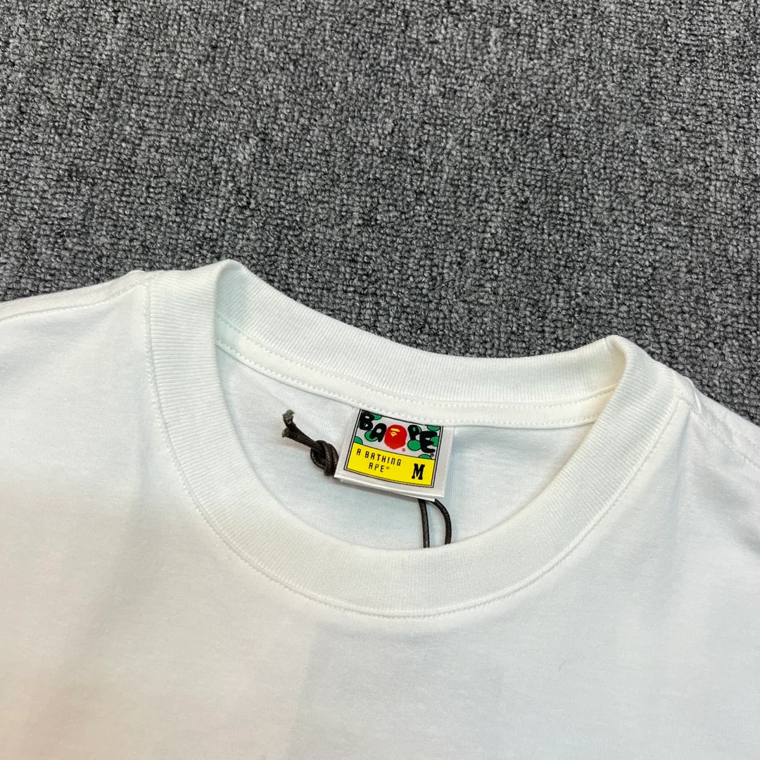 💰140 BAPE letter desert camouflage ape head double-sided printed short-sleeved T-shirt 270g weight linen cotton fabric Couple style: S-XXL [Black apricot, white apricot, black blue, white blue]