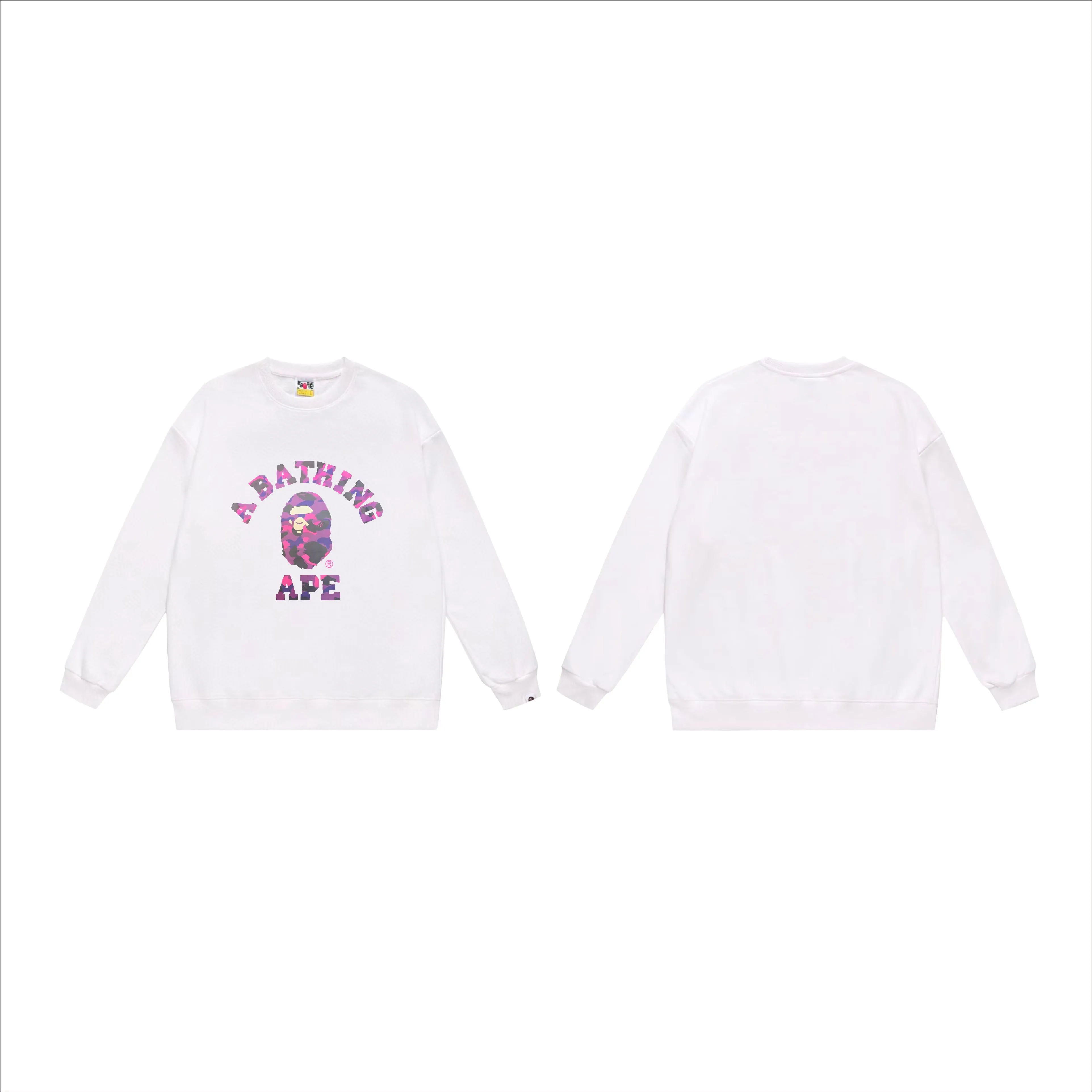 P170 model number SC549# terry 80 plus velvet 85 (top version) BAPE camouflage ape head letter print pattern round neck sweatshirt Made of 350g large terry (drop shoulder large version) fabric, soft texture and no pilling Imported environmentally friendly printing glue, bright and three-dimensional pattern, quality 💥Same style for men and women, the upper body is fashionable Color: black camouflage white camouflage gray camouflage black and red white red gray red black blue white blue Gray blue Black purple White purple Gray purple Black and yellow White and yellow Gray and yellow Size: S M L XL XXL