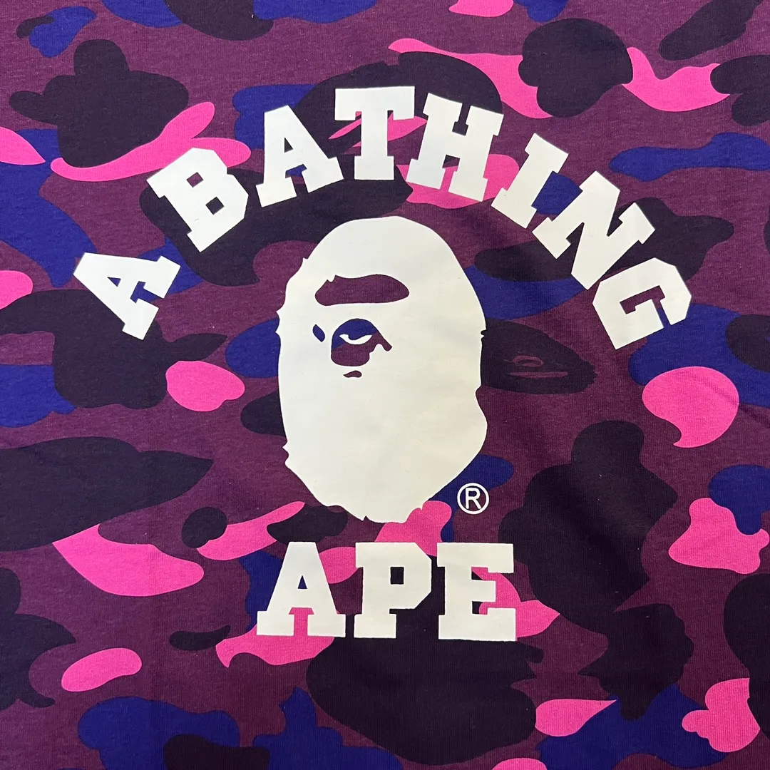 💰140 BAPE ape head camouflage classic reproduction ZP version 255g weight pure cotton all-over printed camouflage Couple model: S-XXL [green yellow red purple blue]