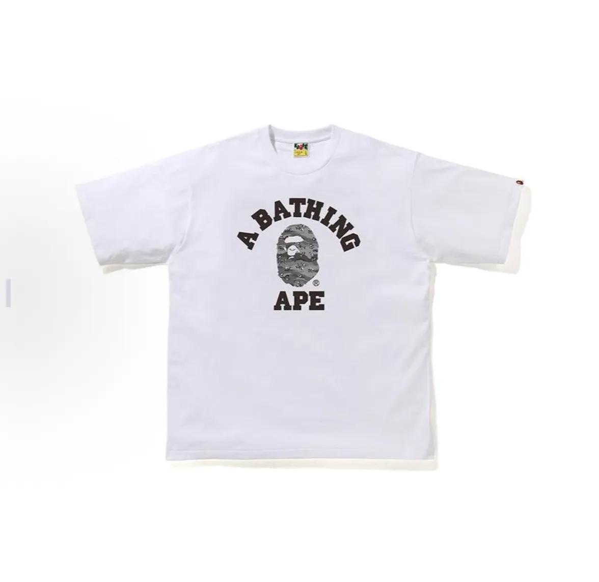 P110 001114 BAPE ape letter print desert camouflage pattern short-sleeved T-shirt, same style for men and women, size smlxlxxl, black and gray camouflage, white and gray camouflage, black and yellow camouflage, white and yellow camouflage
