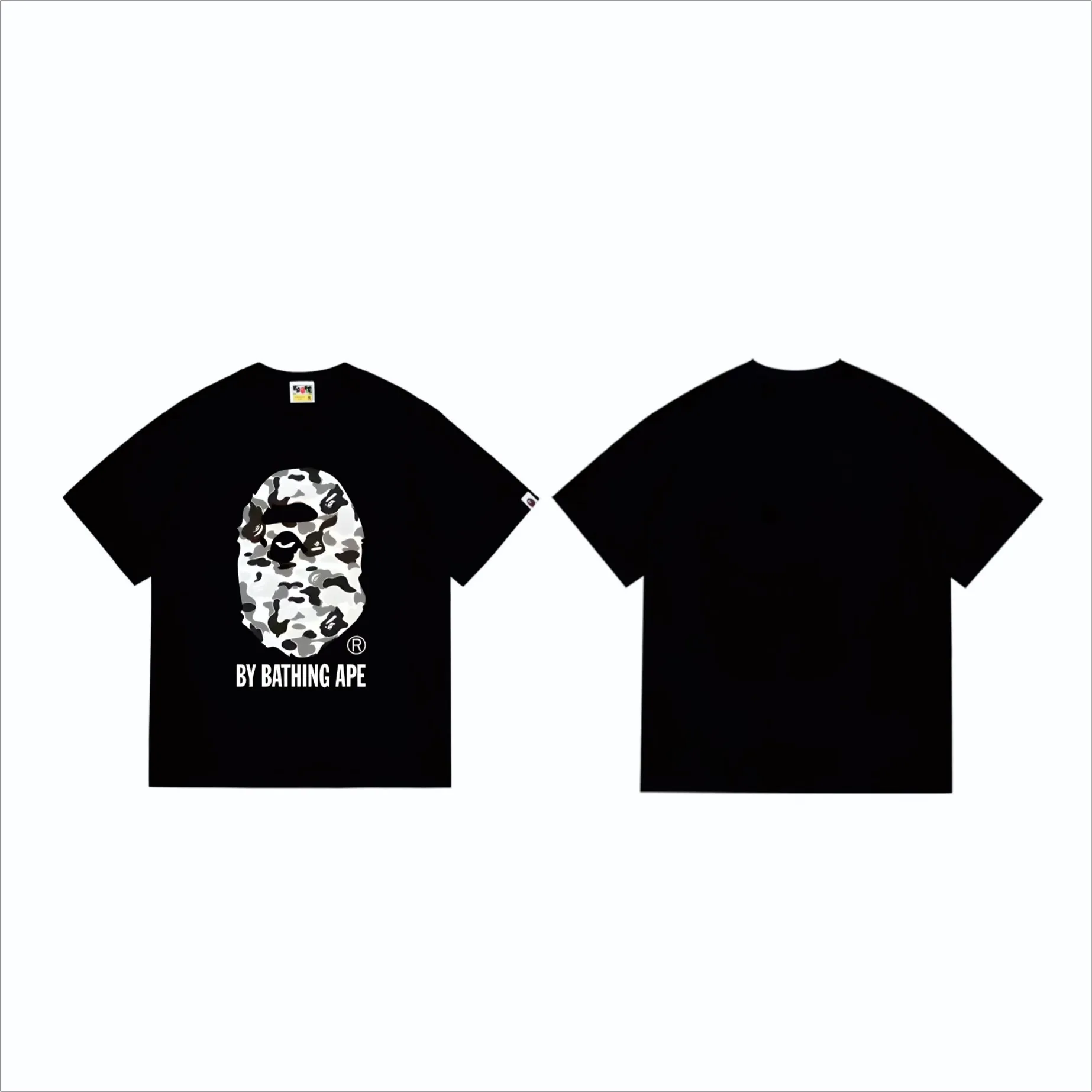 SC261#p110💰 (top version) BAPE classic camouflage ape head letter printed short-sleeved T-shirt Made of 260 grams of high-quality high-weave pure cotton fabric, double yarn combed, soft and non-pilling texture, imported environmentally friendly printing glue, bright and three-dimensional pattern, quality 💥Same style for men and women, the upper body is fashionable Color: black white Size: S M L XL XXL