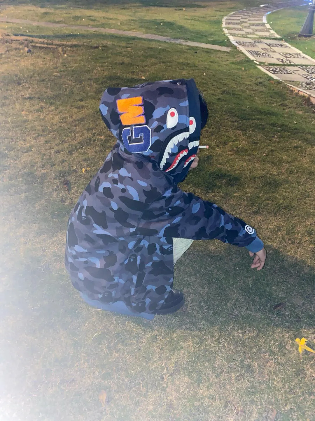 💰440 Bape double hood camouflage shark, customized fabric 1:1, fine workmanship, high quality version, couple model: S—XXL [blue, purple, red]