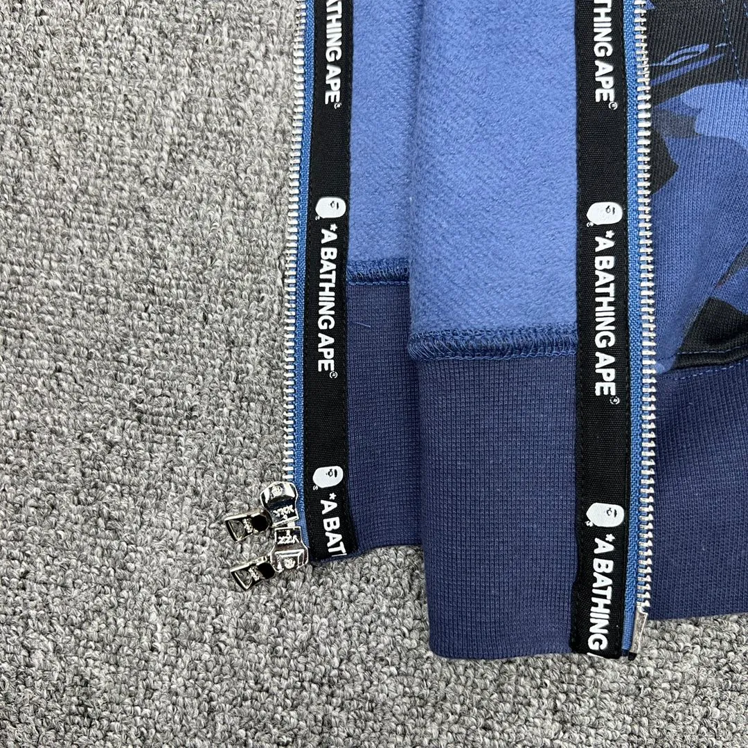 💰440 Bape double hood camouflage shark, customized fabric 1:1, fine workmanship, high quality version, couple model: S—XXL [blue, purple, red]