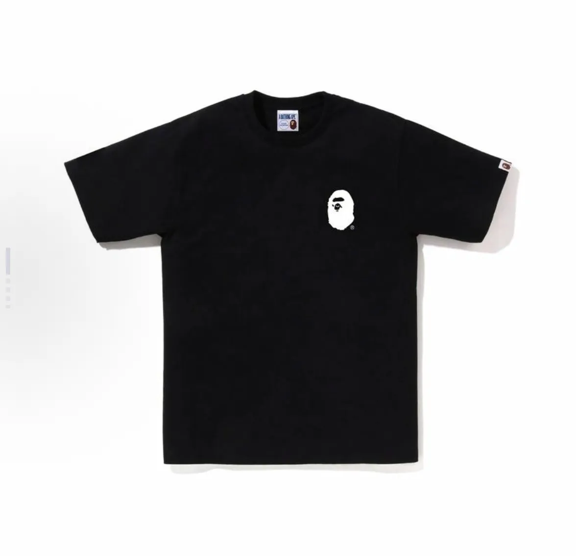 P110 001135 A BATHING APE BAPE SS23 ape letter print solid color round neck short-sleeved T-shirt, same style for men and women, size smlxlxxl, black and white