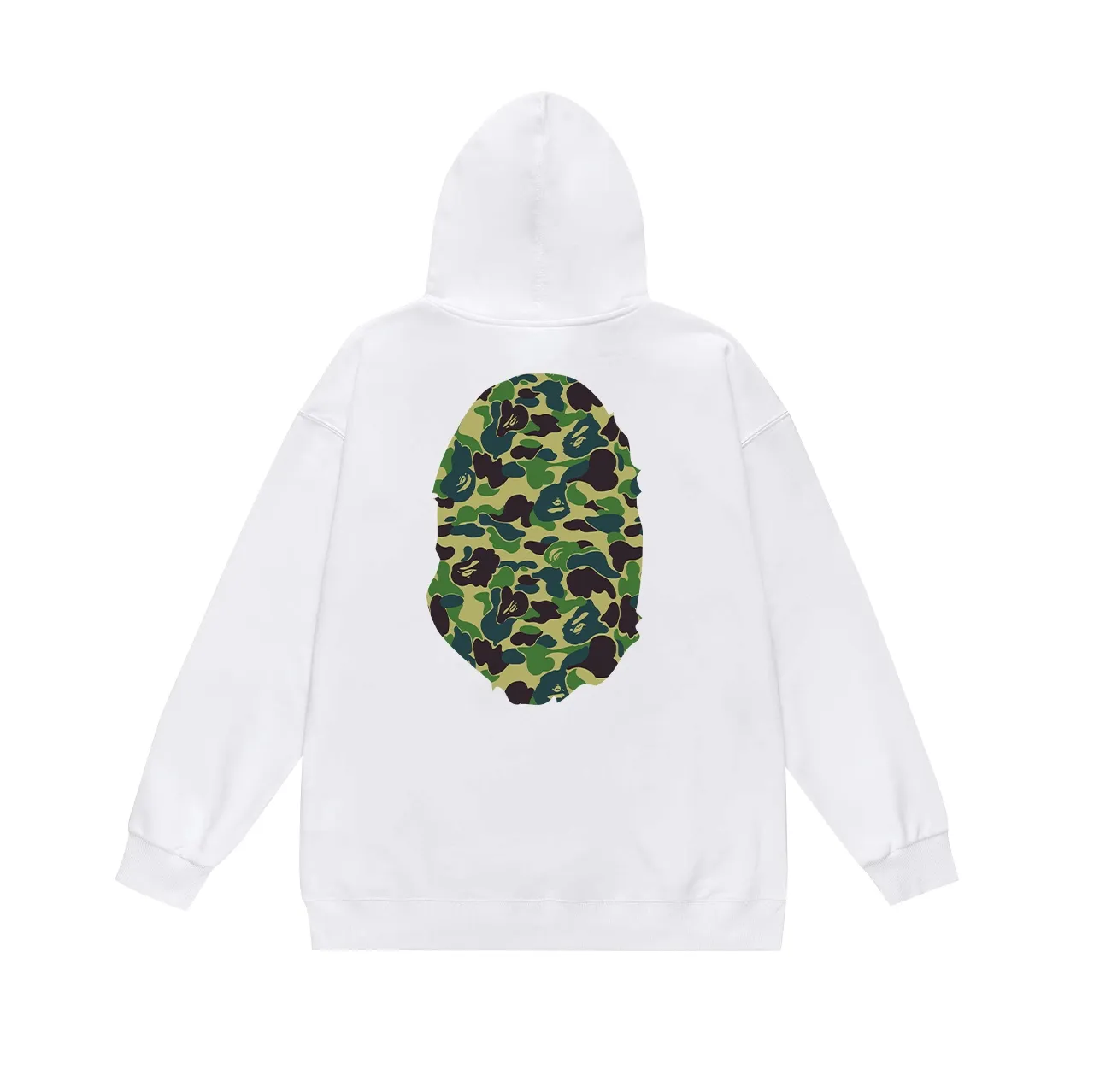 Model number SC636# terry p160 plus velvet p180💰 (top version) BAPE ABC green camouflage ape-man LOGO double-sided printed hooded sweatshirt. Made of 380g large terry 430g silver fox velvet (drop shoulder large version) fabric. The texture is soft and does not pill. Imported environmentally friendly printing glue. The pattern is bright and three-dimensional. Quality💥Same style for men and women. The upper body is trendy. Color: black white gray Size: S M L XL XXL