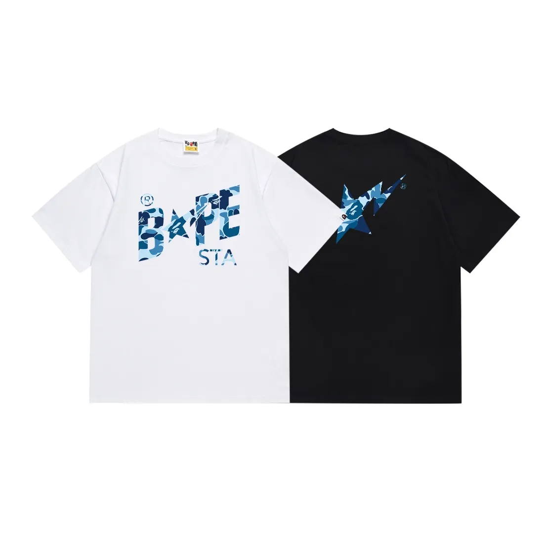 SC116#p110💰 (top version) BAPE camouflage star letter printed short-sleeved T-shirt Made of 260 grams of high-quality high-weave pure cotton fabric, double yarn combed, soft texture and no pilling Imported environmentally friendly printing glue, bright and three-dimensional pattern, quality 💥Same style for men and women, the upper body is fashionable Color: black white Size: S M L XL XXL