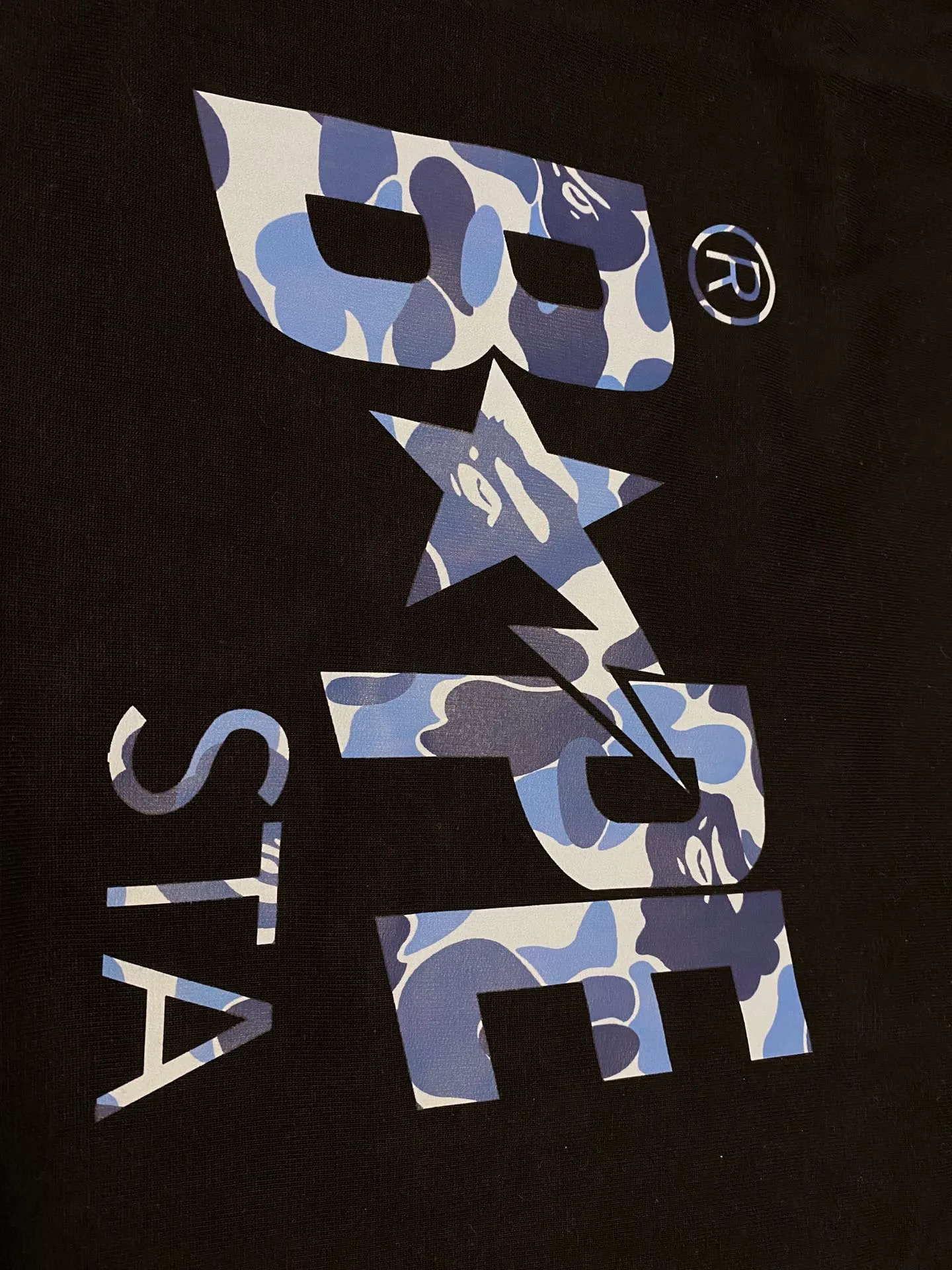 SC116#p110💰 (top version) BAPE camouflage star letter printed short-sleeved T-shirt Made of 260 grams of high-quality high-weave pure cotton fabric, double yarn combed, soft texture and no pilling Imported environmentally friendly printing glue, bright and three-dimensional pattern, quality 💥Same style for men and women, the upper body is fashionable Color: black white Size: S M L XL XXL