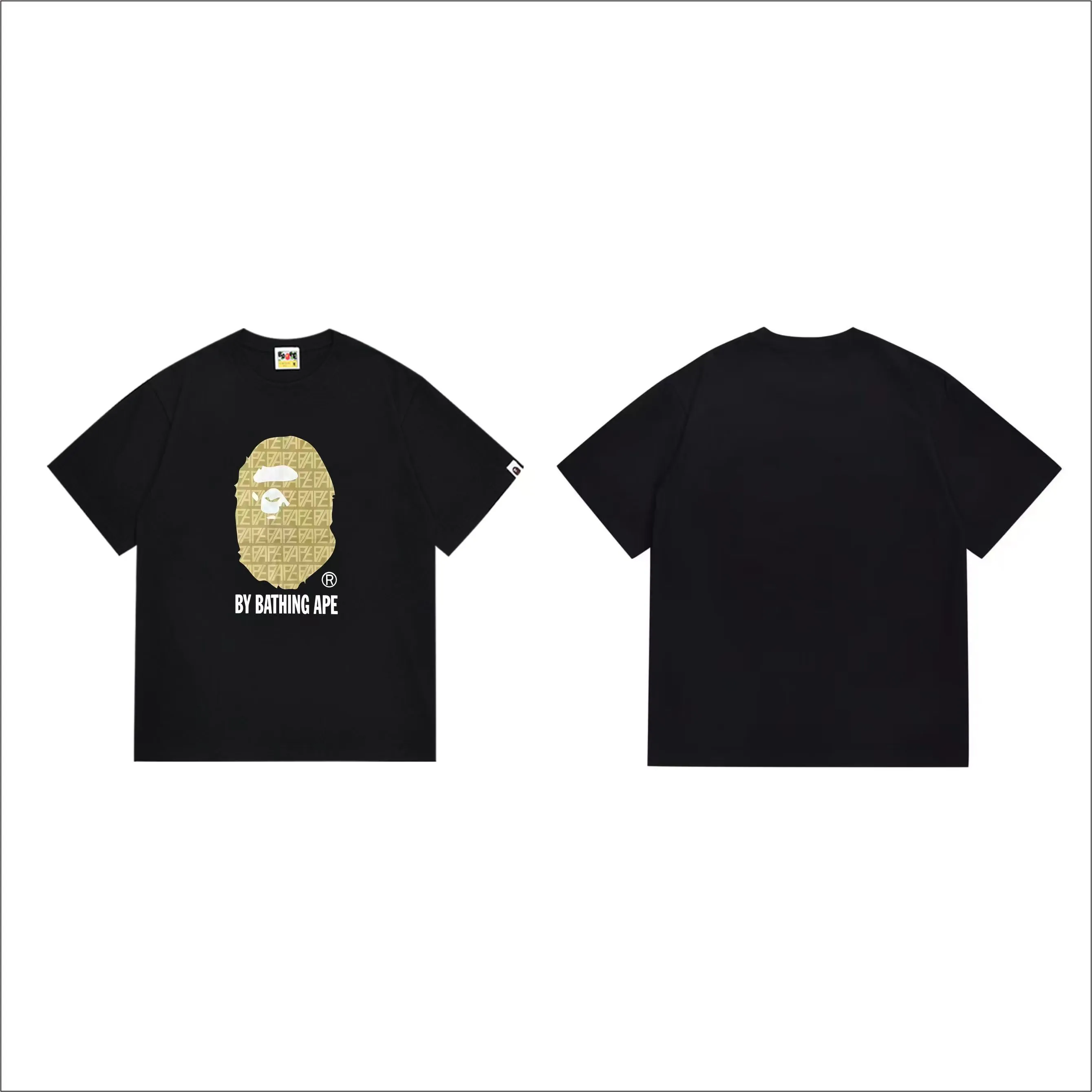 SC295#p110💰 (top version) BAPE is made of 260 grams of high-quality high-weave pure cotton fabric, double yarn combed, soft and non-pilling, imported environmentally friendly printing glue, bright and three-dimensional patterns, quality 💥Same style for men and women, the upper body is trendy Color: Black White Size: S M L XL XXL