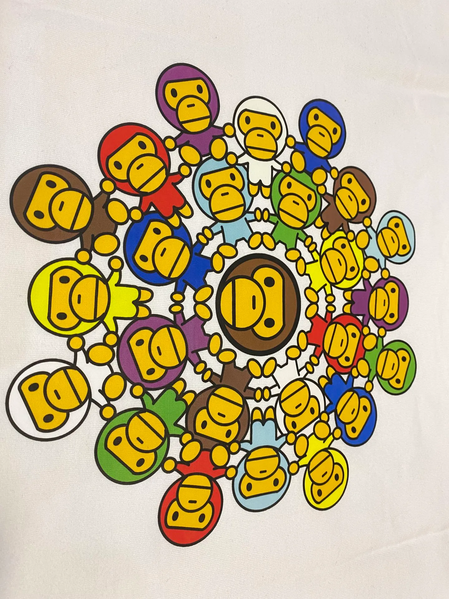 SC132#p110💰 (top version) BAPE Wang Jiaer's same style A BATHING APE MILO colorful printed short-sleeved T-shirt. Made of 260 grams of high-quality high-weave pure cotton fabric. Double yarn combed, soft texture and no pilling. Imported environmentally friendly printing glue. Bright and three-dimensional pattern. Quality💥Same style for men and women. The upper body is trendy. Color: black white. Size: S M L XL XXL