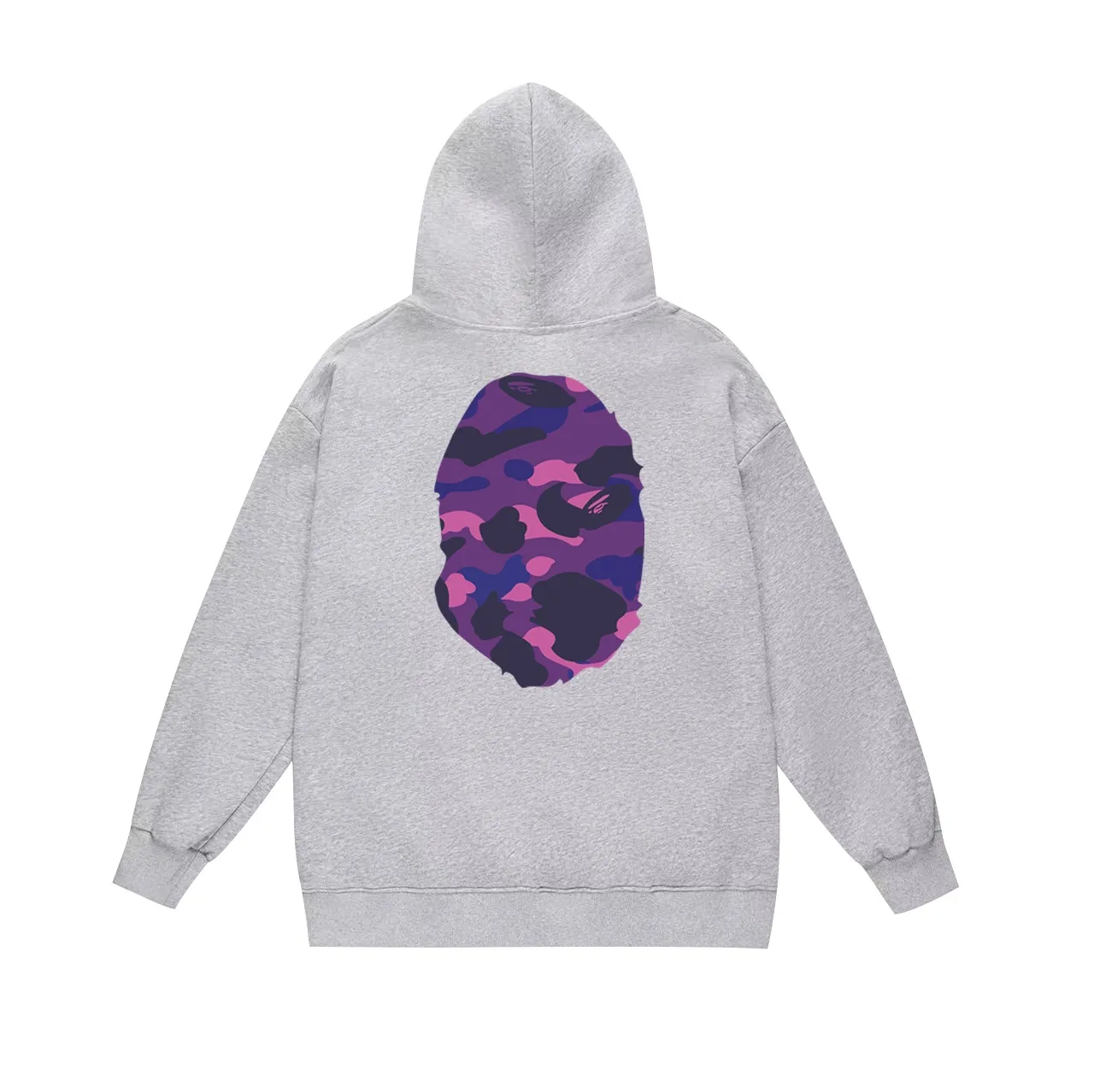Model No. SC660#terry p160 plus velvet p180💰 (top version) BAPE double-sided camouflage ape head print hooded sweatshirt Made of 380g large terry 430g silver fox velvet (drop shoulder large version) fabric, soft texture and no pilling Imported environmentally friendly printing glue The pattern is bright and three-dimensional Quality💥Same style for men and women The upper body is trendy Color: black purple white purple gray purple Size: S M L XL XXL