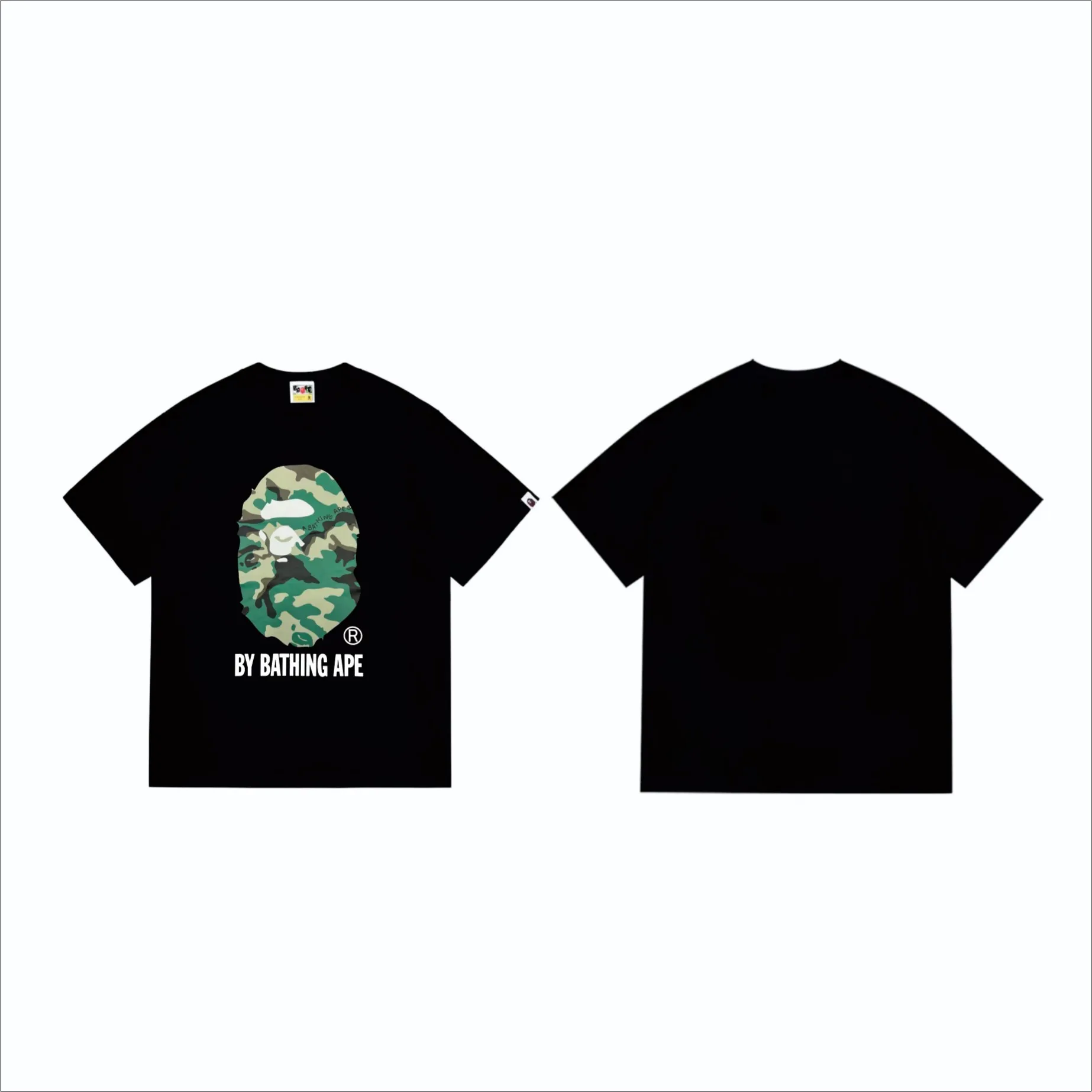 SC254#p110💰 (Top version) BAPE forest camouflage great ape letter print T-shirt Made of 260 grams of high-quality high-weave pure cotton fabric, double yarn combed, soft texture without pilling, imported environmentally friendly printing glue, bright and three-dimensional pattern, quality 💥Same style for men and women, the upper body is fashionable Color: black white Size: S M L XL XXL