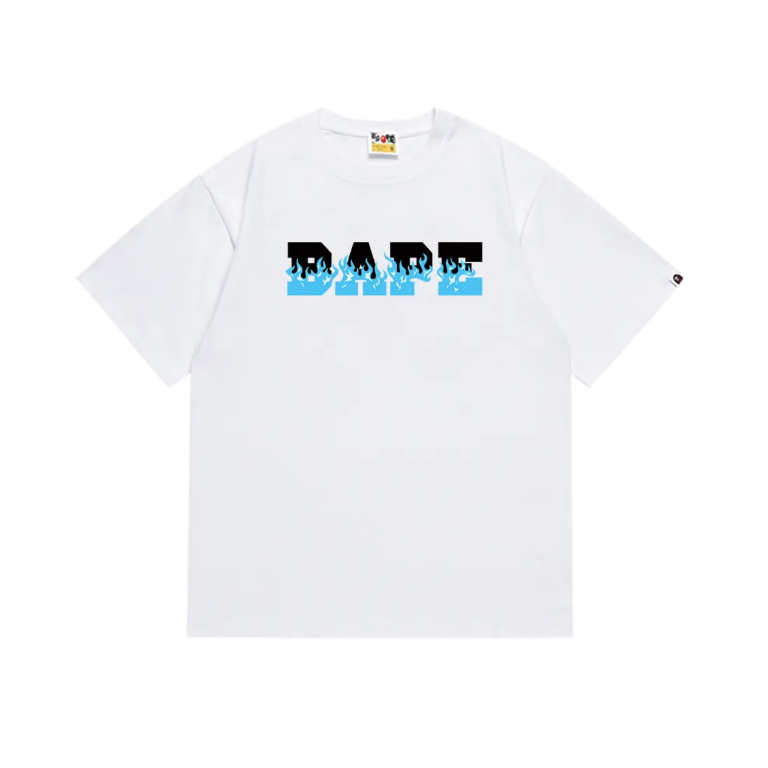 SC237#p110💰 (top version) BAPE flame letter print pattern round neck short-sleeved T-shirt Made of 260 grams of high-quality high-weave pure cotton fabric, double yarn combed, soft texture and no pilling Imported environmentally friendly printing glue, bright and three-dimensional pattern, quality 💥Same style for men and women, the upper body is fashionable Color: black and red, white and red, black and blue, white and blue Size: S M L XL XXL
