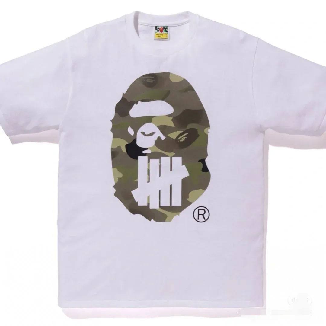 P110 00175 Bape✖️UNDFATED joint camouflage ape head print short-sleeved T-shirt, same style for men and women, size s mlxlxxl, black and white