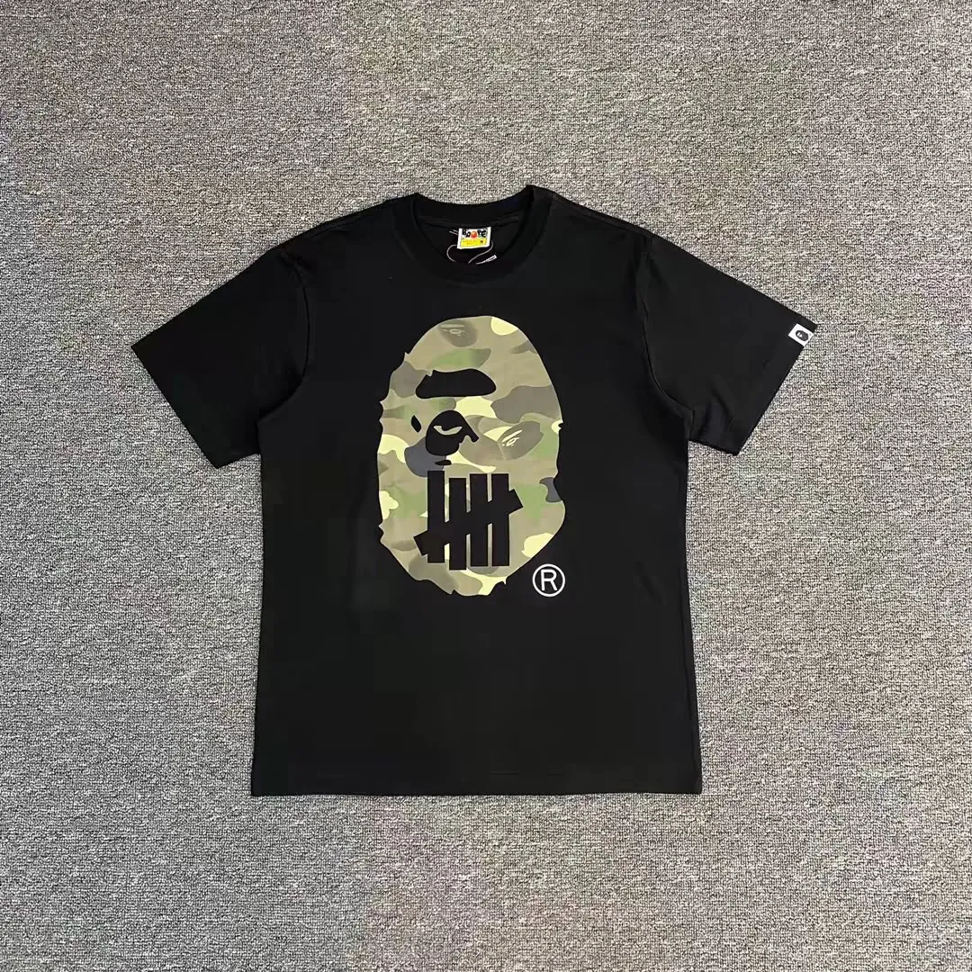 P110 00175 Bape✖️UNDFATED joint camouflage ape head print short-sleeved T-shirt, same style for men and women, size s mlxlxxl, black and white