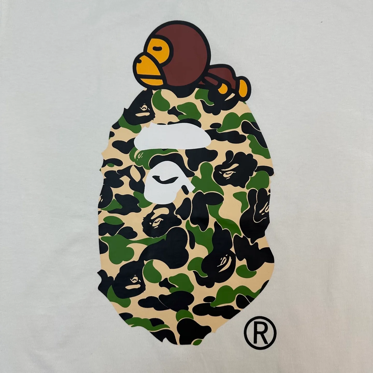 💰140 BAPE SS25 ABC CAMO series Cartoon ape orangutan pattern printing 280g weight linen cotton fabric ZP version Couple model: S-XXL [black pink white pink black blue white blue black green white green]