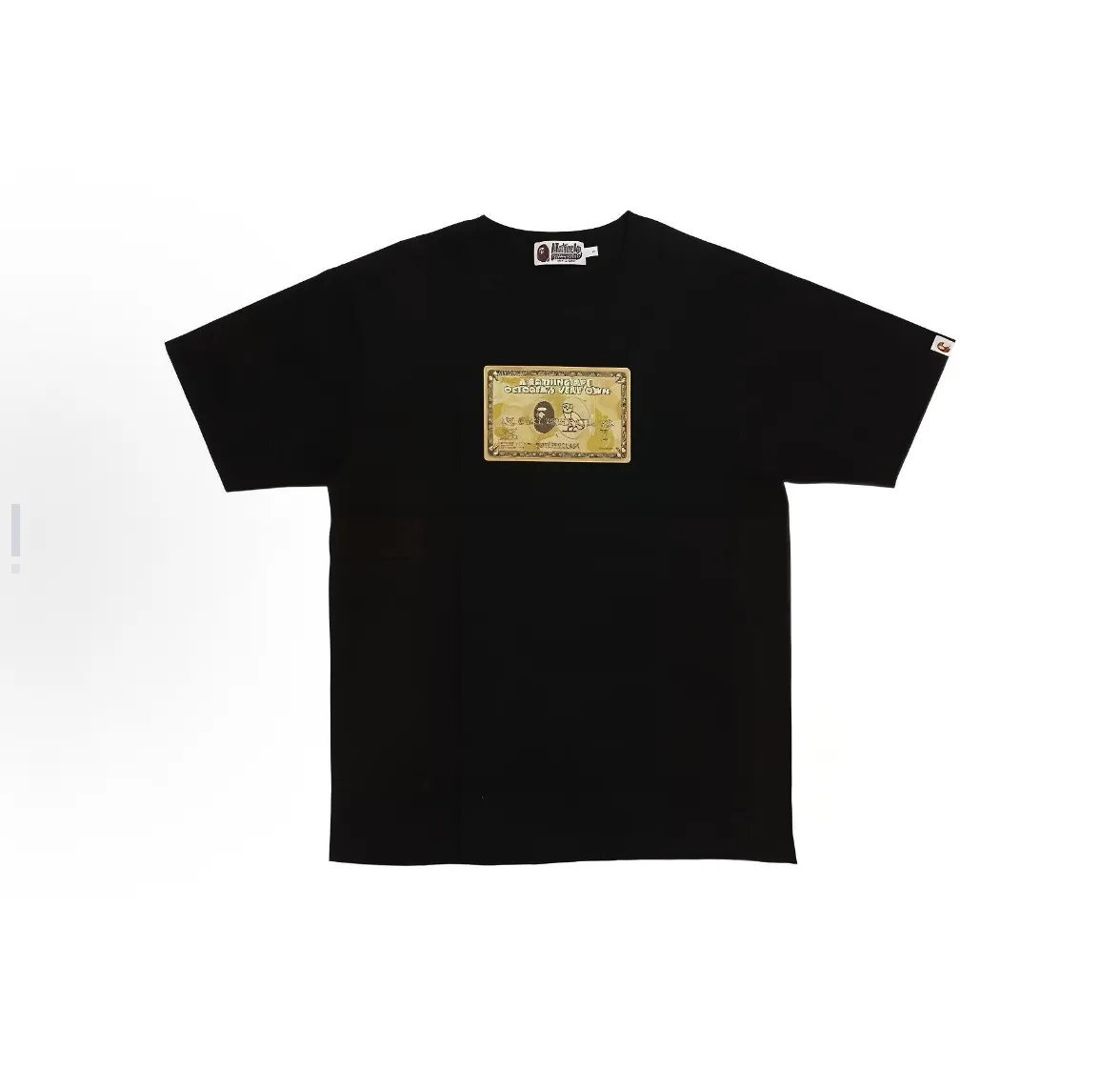 P110 001055 BAPE x OVO joint model, ape-man owl gold card logo printed short-sleeved T-shirt, same style for men and women, size smlxlxxl, black and white