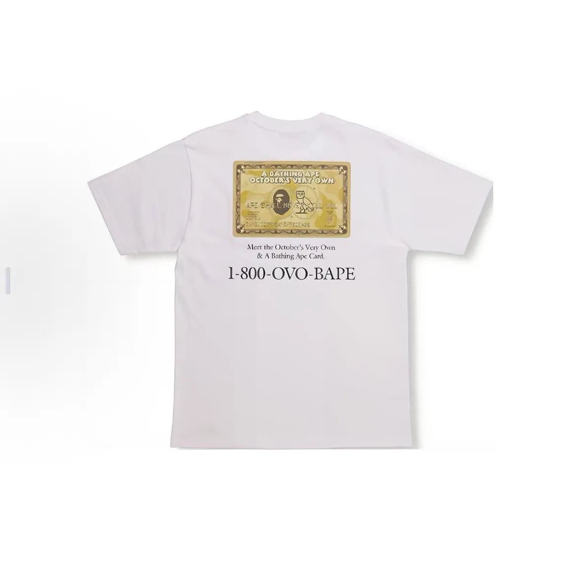 P110 001055 BAPE x OVO joint model, ape-man owl gold card logo printed short-sleeved T-shirt, same style for men and women, size smlxlxxl, black and white