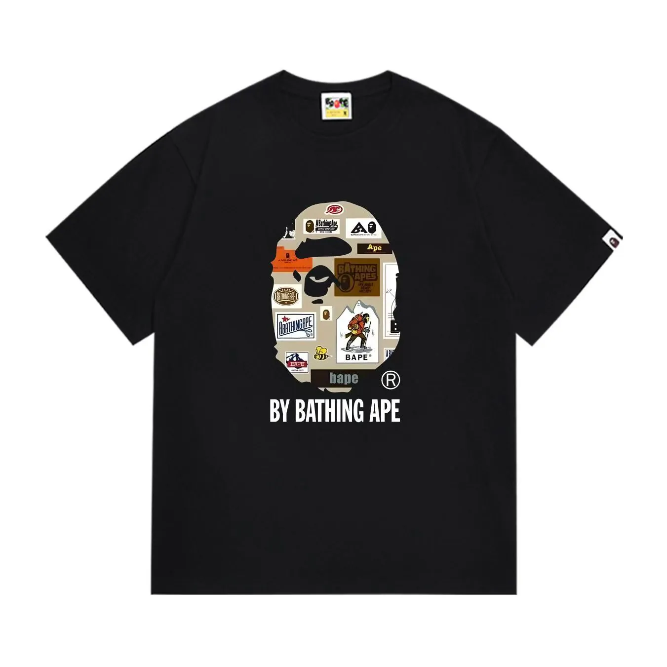 SC1007#p110💰 (top version) BAPE uses 260 grams of high-quality high-weave pure cotton fabric, double yarn combed, soft texture and no pilling, imported environmentally friendly printing glue, bright and three-dimensional pattern, quality 💥Same style for men and women, the upper body is trendy Color: Black White Size: S M L XL XXL