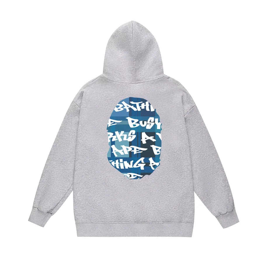 P190 model number SC602# terry 85 plus velvet 95 (top version) BAPE Ape Army letter print hooded sweatshirt Made of 380g large terry (drop shoulder large version) fabric, soft and non-pilling, imported environmentally friendly printing glue, bright and three-dimensional pattern, quality 💥Same style for men and women, the upper body is fashionable Color: black and blue, white and blue, gray and blue, black and red, white and red, gray and red Size: S M L XL XXL