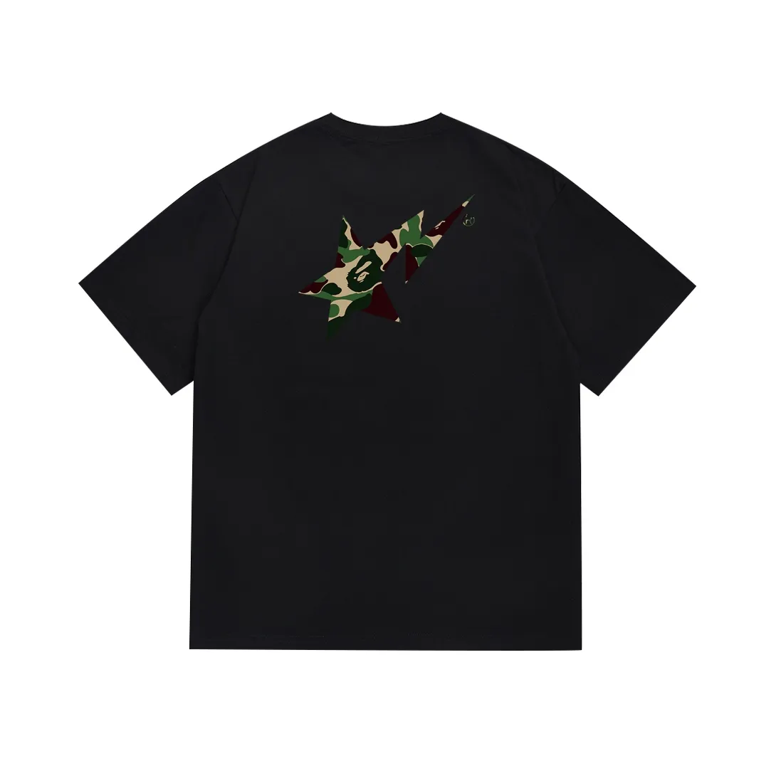SC116#p110💰 (top version) BAPE camouflage star letter printed short-sleeved T-shirt Made of 260 grams of high-quality high-weave pure cotton fabric, double yarn combed, soft texture and no pilling Imported environmentally friendly printing glue, bright and three-dimensional pattern, quality 💥Same style for men and women, the upper body is fashionable Color: black white Size: S M L XL XXL