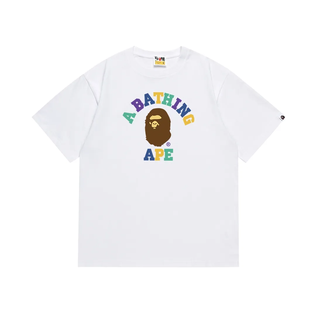 SC101#p110💰 (Top version) BAPE ape-man head contrasting letter color printed pattern short-sleeved T-shirt Made of 260 grams of high-quality high-weave pure cotton fabric, double yarn combed, soft texture and no pilling Imported environmentally friendly printing glue, bright and three-dimensional pattern, quality 💥Same style for men and women, the upper body is fashionable Color: black white Size: S M L XL XXL