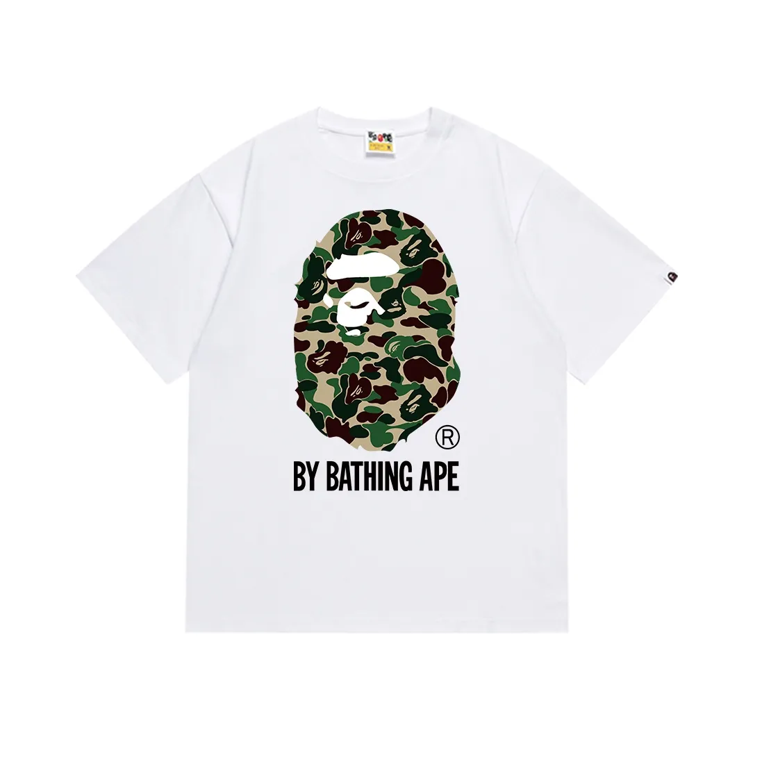 SC151#p110💰 (top version) BAPE classic camouflage ape head letter printed short-sleeved T-shirt. Made of 260 grams of high-quality high-weave pure cotton fabric. Double yarn combed, soft texture and no pilling. Imported environmentally friendly printing glue. Bright and three-dimensional pattern. Quality💥Same style for men and women. The upper body is trendy. Color: black white. Size: S M L XL XXL