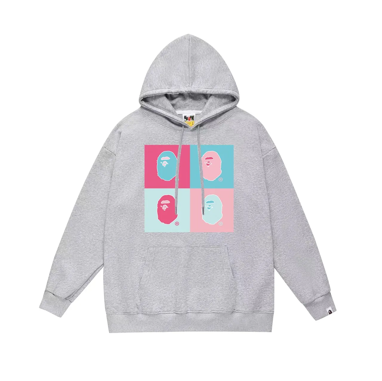 Model No. SC754# Terry p160 plus velvet 180💰 (top version) BAPE ape head four-in-one pattern hooded sweatshirt. Made of 380g large terry (drop shoulder large version) fabric. The texture is soft and non-pilling. Imported environmentally friendly printing glue. The pattern is bright and three-dimensional. Quality💥Same style for men and women. The upper body is trendy. Color: black white gray Size: S M L XL XXL