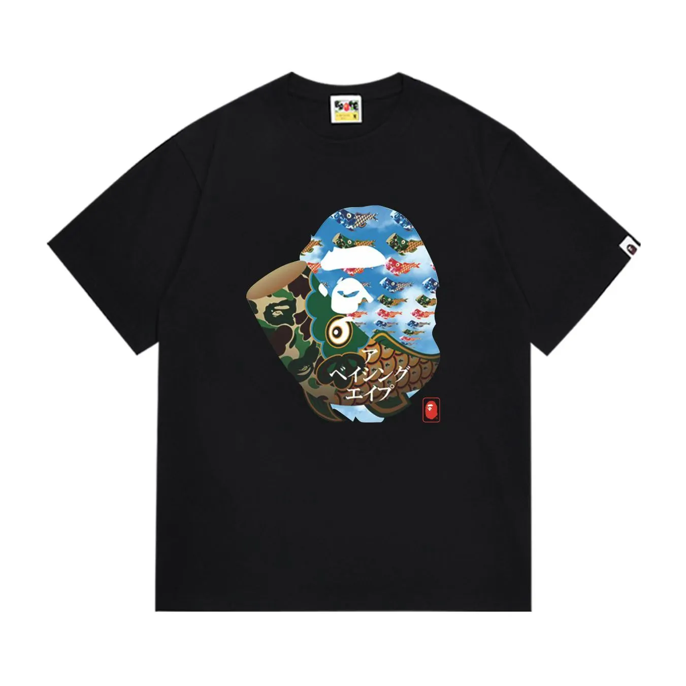 SC290#p110💰 (top version) BAPE uses 260 grams of high-quality high-weave pure cotton fabric, double yarn combed, soft texture and no pilling, imported environmentally friendly printing glue, bright and three-dimensional pattern, quality 💥Same style for men and women, the upper body is fashionable Color: black white Size: S M L XL XXL