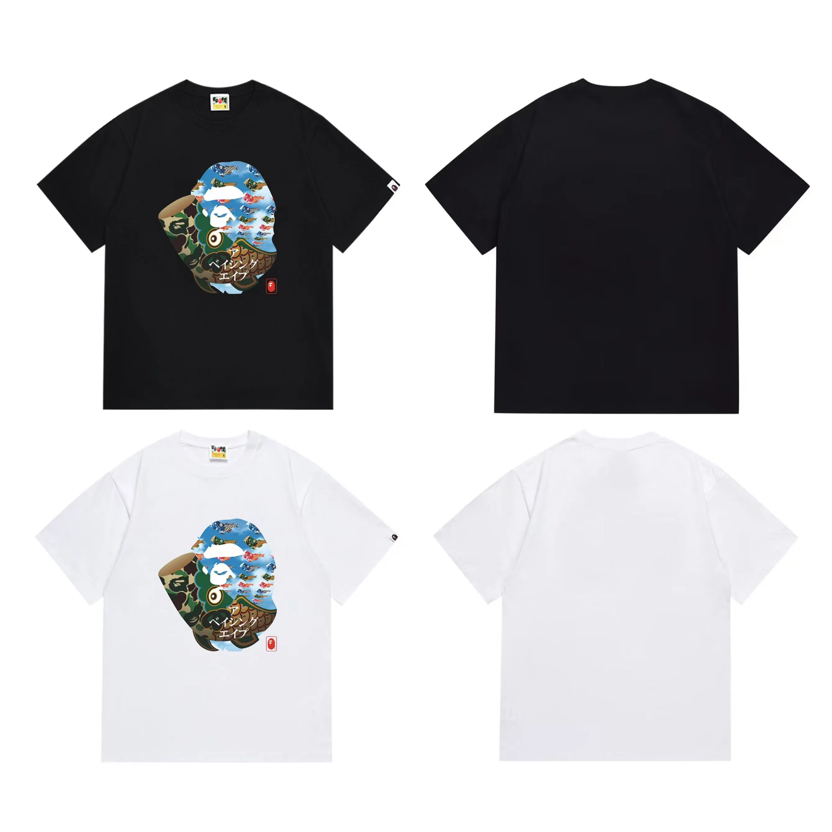 SC290#p110💰 (top version) BAPE uses 260 grams of high-quality high-weave pure cotton fabric, double yarn combed, soft texture and no pilling, imported environmentally friendly printing glue, bright and three-dimensional pattern, quality 💥Same style for men and women, the upper body is fashionable Color: black white Size: S M L XL XXL