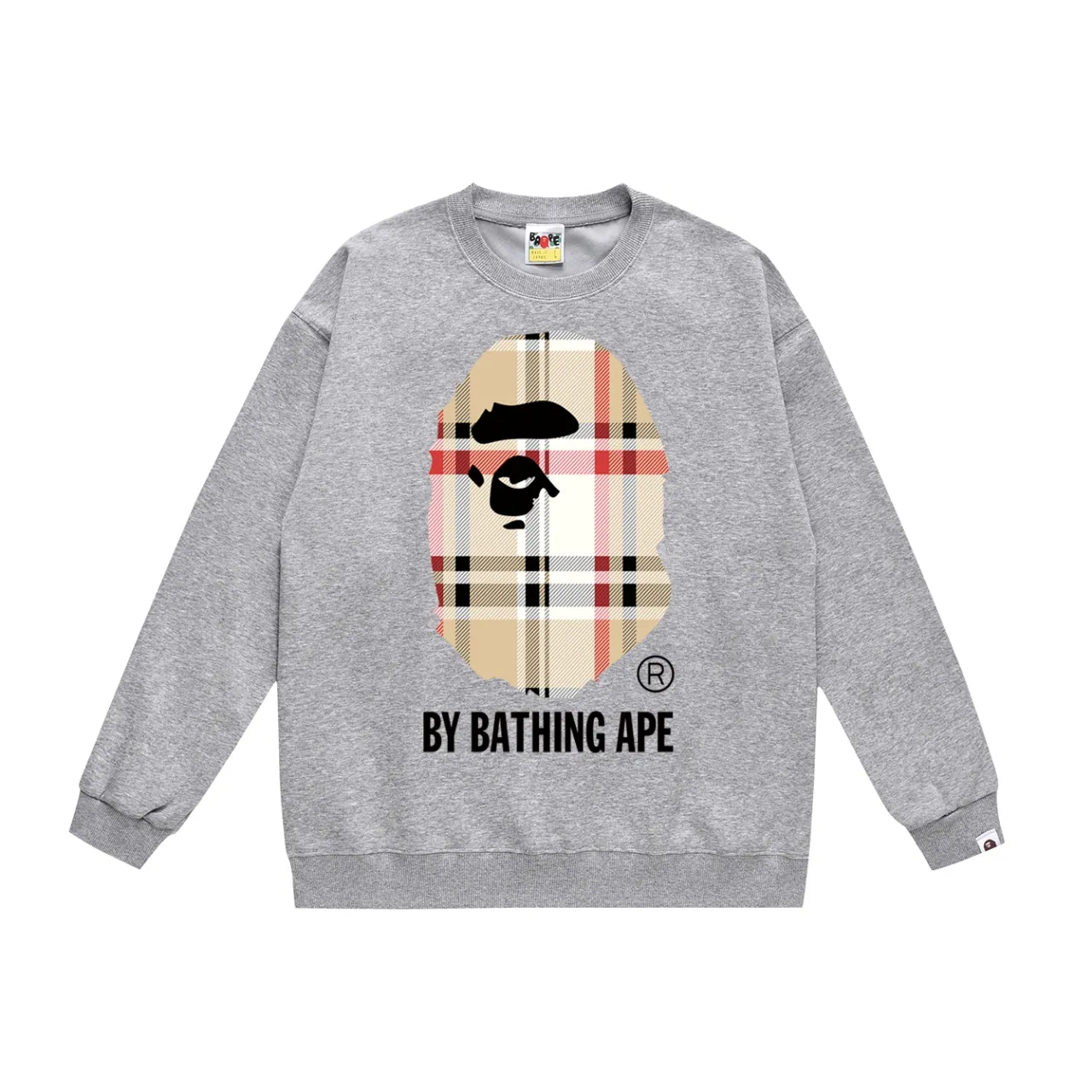 P150 model number SC478# terry 75 plus velvet 80 (top version) BAPE plaid ape head letter printed round neck sweatshirt Made of 350g large terry (drop shoulder large version) fabric, soft texture and no pilling Imported environmentally friendly printing glue The pattern is bright and three-dimensional Quality 💥Same style for men and women The upper body is trendy Color: black white gray Size: S M L XL XXL