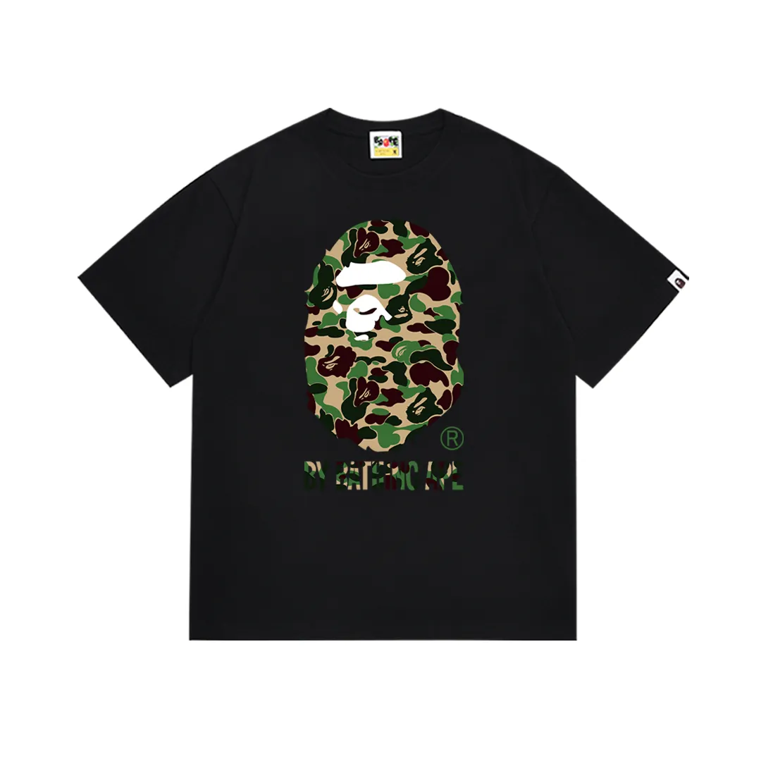 P110 SC075# (top version) BAPE camouflage ape head LOGO printed short-sleeved T-shirt Made of 260 grams of high-quality high-weave pure cotton fabric, double yarn combed, soft and non-pilling, imported environmentally friendly printing glue, bright and three-dimensional pattern, quality 💥Same style for men and women, the upper body is fashionable Color: black green white green black pink white pink black blue white blue Size: S M L XL XXL