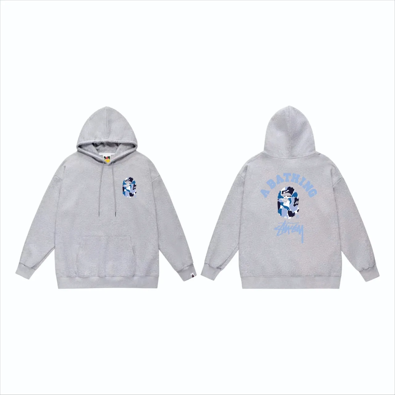 P160 model number SC813# terry 80 plus velvet 90 (top version) BAPE×STUSSY co-branded Stussy letter printed hooded sweatshirt Made of 380g large terry (drop shoulder large version) fabric, soft and non-pilling, imported environmentally friendly printing glue, bright and three-dimensional pattern, quality 💥Same style for men and women, the upper body is fashionable Color: black white gray Size: S M L XL XXL