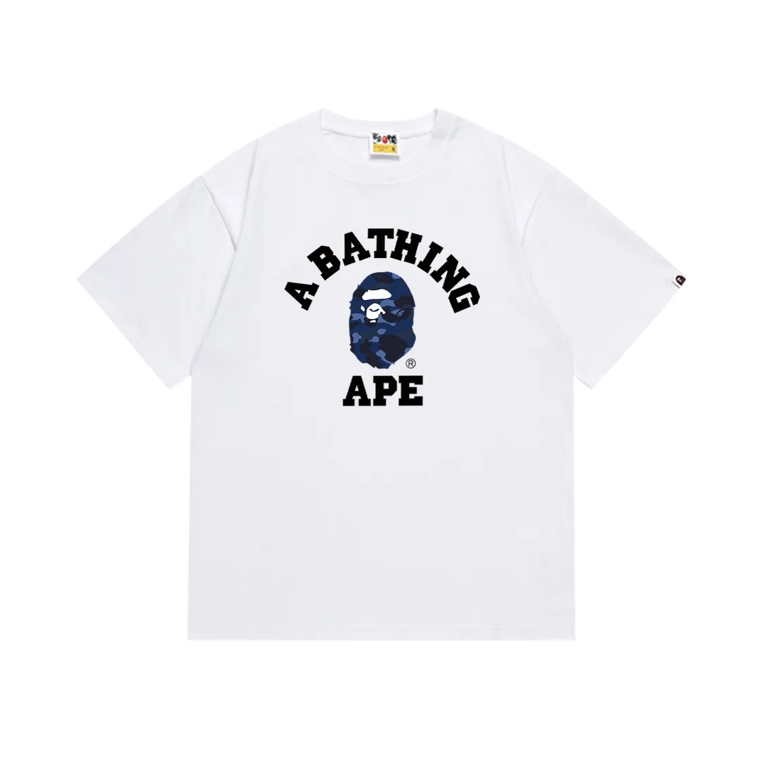 SC145#p110💰 (top version) BAPE classic monogram ape head pattern short-sleeved T-shirt. Made of 260 grams of high-quality high-weave pure cotton fabric. Double yarn combed. Soft texture and no pilling. Imported environmentally friendly printing glue. Bright and three-dimensional pattern. Quality. Same style for men and women. The upper body is trendy. Color: black white. Size: S M L XL XXL