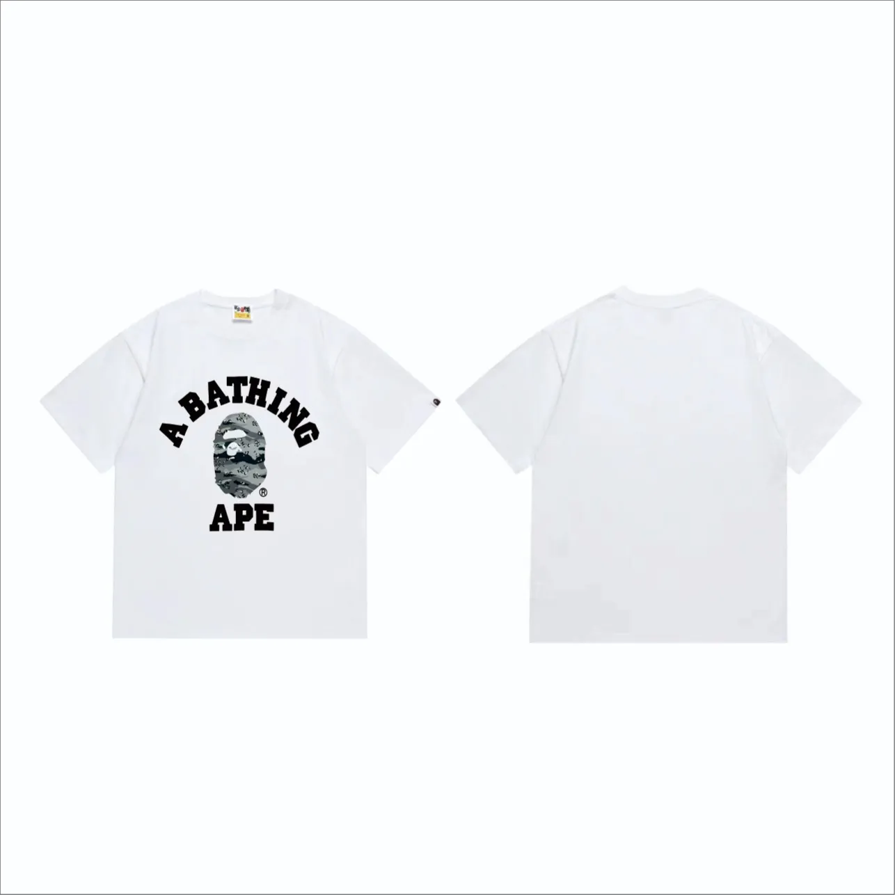 SC243#p110💰 (top version) BAPE desert ape head letter printed short-sleeved T-shirt Made of 260 grams of high-quality high-weave pure cotton fabric, double yarn combed, soft and non-pilling texture, imported environmentally friendly printing glue, bright and three-dimensional pattern, quality 💥Same style for men and women, the upper body is trendy Color: black and yellow, white and yellow, black and gray, white and gray Size: S M L XL XXL