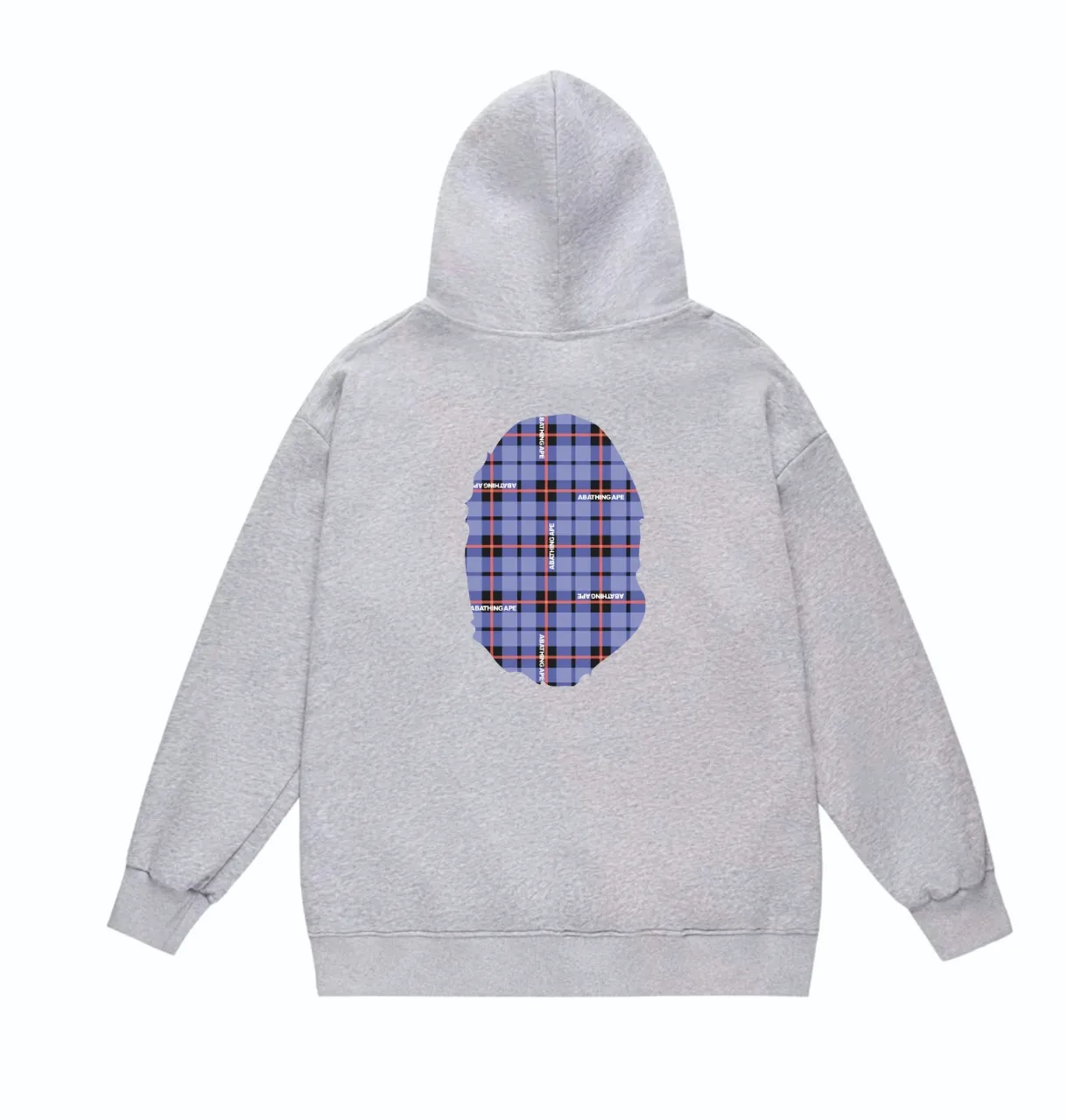 P160 model number SC825# terry 80 plus velvet 90 (top version) BAPE ape head plaid printed pattern hooded sweatshirt. Made of 380g large terry (drop shoulder large version) fabric. The texture is soft and non-pilling. Imported environmentally friendly printing glue. The pattern is bright and three-dimensional. Quality 💥Same style for men and women. The upper body is trendy. Color: Black White Gray Size: S M L XL XXL
