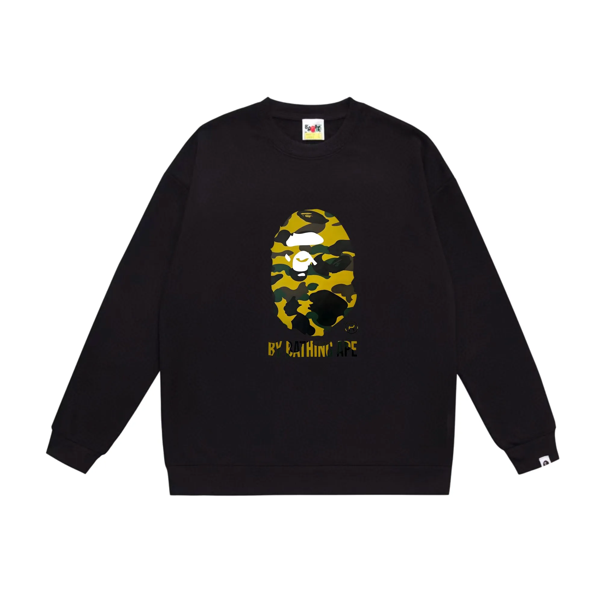 P170 model number SC560# terry 80 plus velvet 85 (top version) BAPE classic great ape print camouflage patterned round neck sweatshirt. Made of 350 grams of large terry (drop shoulder large version) fabric. The texture is soft and non-pilling. Imported environmentally friendly printing glue. The pattern is bright and three-dimensional. Quality 💥Same style for men and women. The upper body is trendy. Color: black and green, white and green, gray and green, black and yellow, white and yellow, gray and yellow. Size: S M L XL XXL