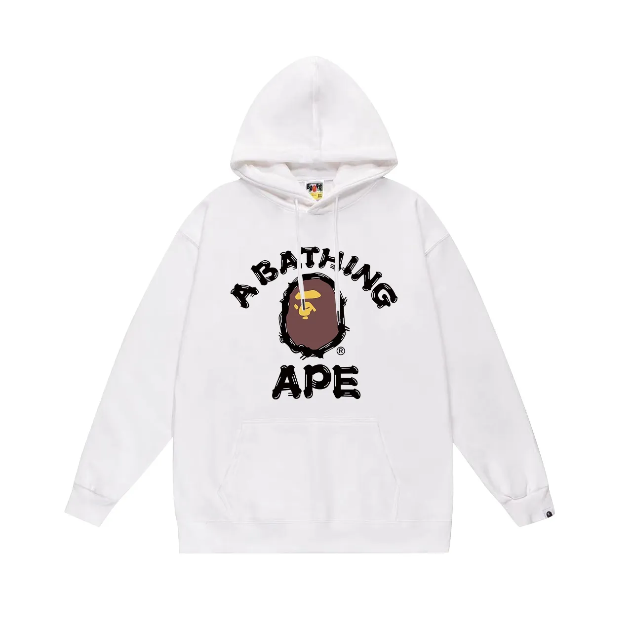 P190 model number SC612# terry 85 plus velvet 95 (top version) BAPE ape-man head classic letter double-sided printed hooded sweatshirt. Made of 380g large terry 430g silver fox velvet (drop shoulder large version) fabric. The texture is soft and non-pilling. Imported environmentally friendly printing glue. The pattern is bright and three-dimensional. Quality 💥Same style for men and women. The upper body is trendy. Color: black white gray Size: S M L XL XXL