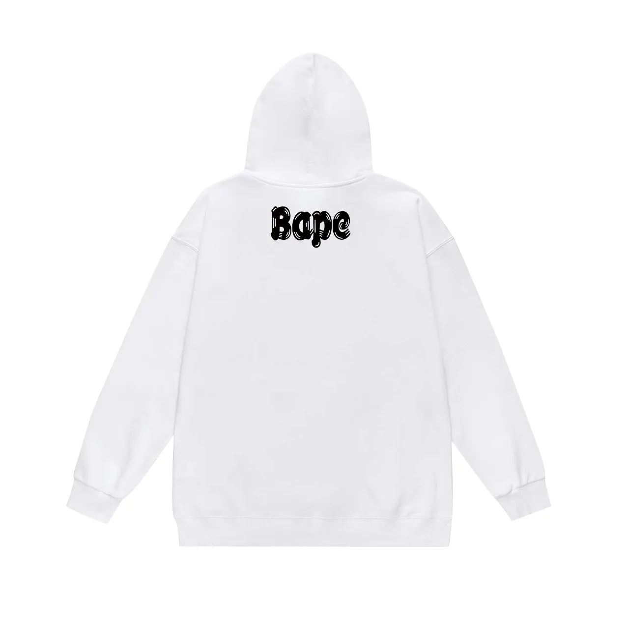 P190 model number SC612# terry 85 plus velvet 95 (top version) BAPE ape-man head classic letter double-sided printed hooded sweatshirt. Made of 380g large terry 430g silver fox velvet (drop shoulder large version) fabric. The texture is soft and non-pilling. Imported environmentally friendly printing glue. The pattern is bright and three-dimensional. Quality 💥Same style for men and women. The upper body is trendy. Color: black white gray Size: S M L XL XXL