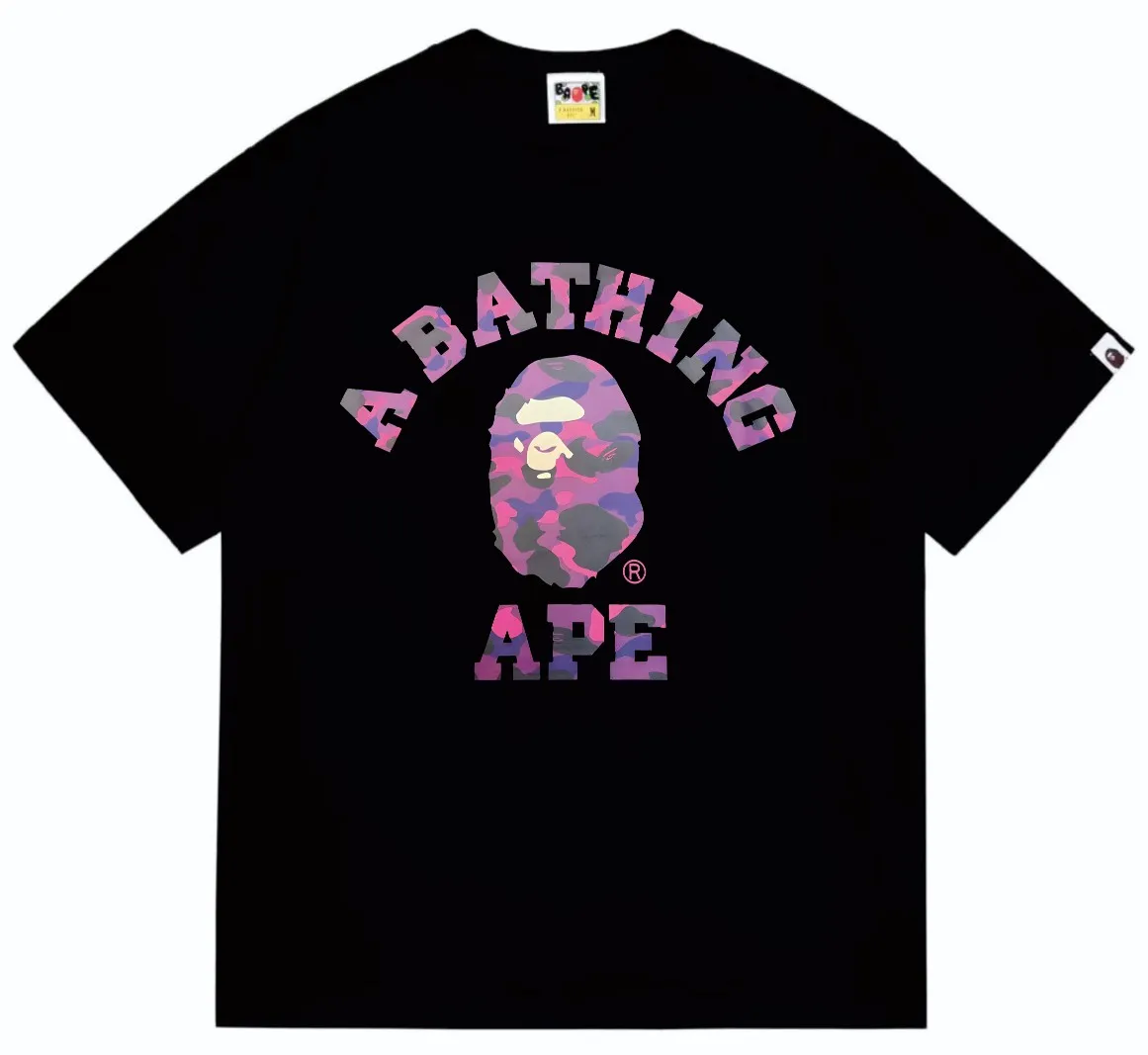 SC249#p110💰 (top version) BAPE camouflage ape head letter printed short-sleeved T-shirt Made of 260 grams of high-quality high-weave pure cotton fabric, double yarn combed, soft texture without pilling, imported environmentally friendly printing glue, bright and three-dimensional pattern, quality 💥unisex style, the upper body is fashionable Color: black red white red black purple white purple black yellow white yellow black blue white blue black camouflage green white camouflage green Size: S M L XL XXL