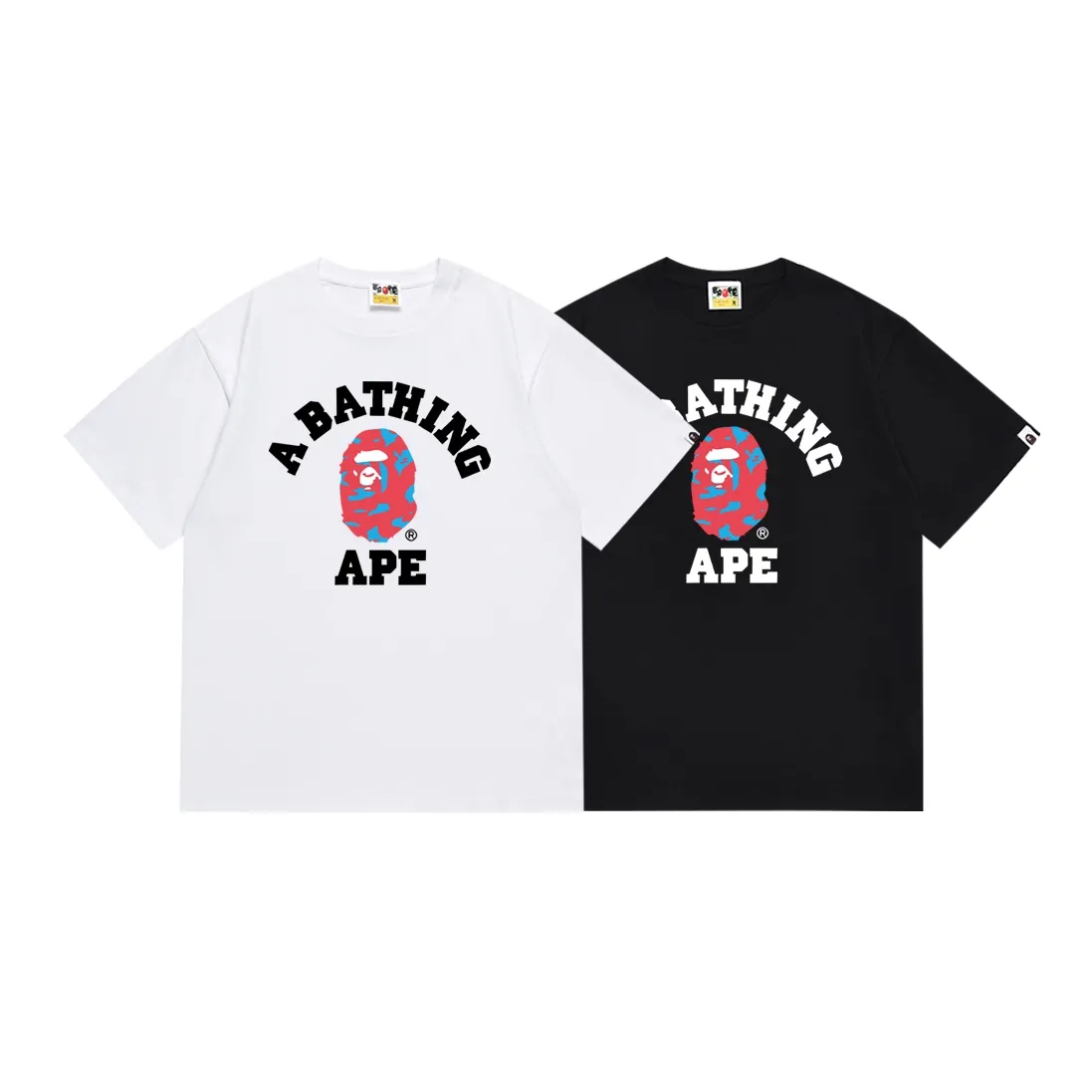 SC118#p110💰 (top version) BAPE percussion camouflage ape head letter printed short-sleeved T-shirt Made of 260 grams of high-quality high-weave pure cotton fabric, double yarn combed, soft and non-pilling texture, imported environmentally friendly printing glue, bright and three-dimensional pattern, quality 💥Same style for men and women, the upper body is fashionable Color: black white Size: S M L XL XXL