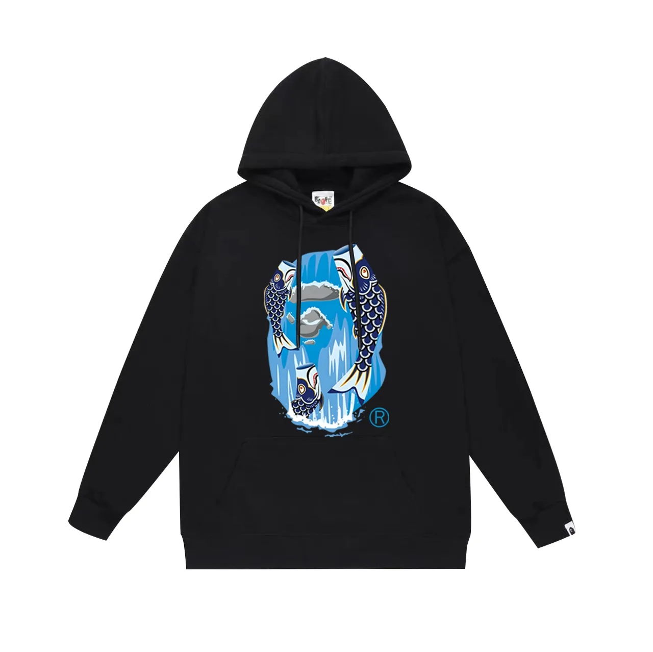 Style number SC700#terry p160 plus velvet p180💰 (top version) BAPE carp streamer waterfall ape head print hooded sweatshirt Made of 380g large terry 430g silver fox velvet (drop shoulder large version) fabric, soft and non-pilling, imported environmentally friendly printing glue, bright and three-dimensional pattern, quality💥Same style for men and women, the upper body is trendy Color: black white gray Size: S M L XL XXL