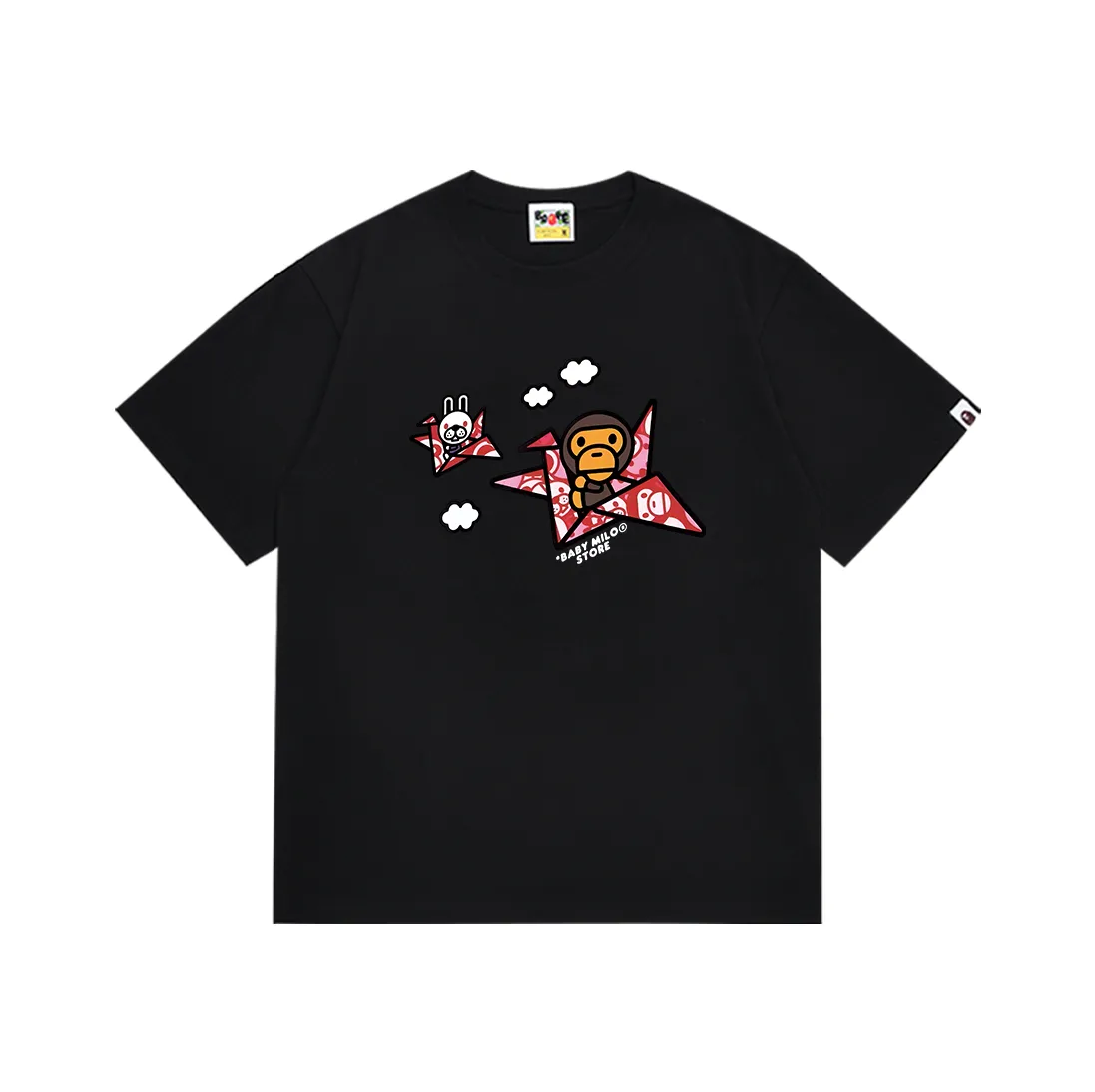 SC193#p110💰 (top version) BAPE×BABY MILO 22 letter monkey pattern printed T-shirt Made of 260 grams of high-quality high-weave pure cotton fabric, double yarn combed, soft texture and no pilling Imported environmentally friendly printing glue, bright and three-dimensional pattern, quality 💥Same style for men and women, the upper body is fashionable Color: black white Size: S M L XL XXL