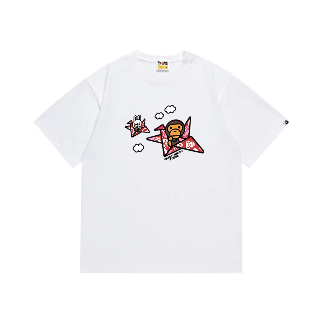 SC193#p110💰 (top version) BAPE×BABY MILO 22 letter monkey pattern printed T-shirt Made of 260 grams of high-quality high-weave pure cotton fabric, double yarn combed, soft texture and no pilling Imported environmentally friendly printing glue, bright and three-dimensional pattern, quality 💥Same style for men and women, the upper body is fashionable Color: black white Size: S M L XL XXL