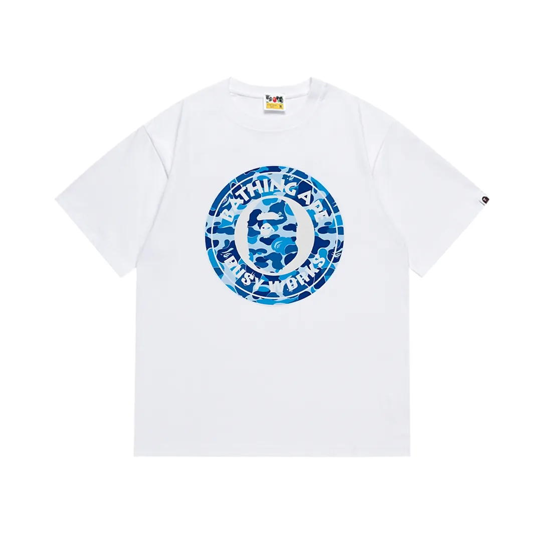 P110 SC001# (top version) BAPE ape head printed short-sleeved T-shirt Japanese trendy brand for men. Made of 260 grams of high-quality high-weave pure cotton fabric. Double yarn combed. The texture is soft and non-pilling. Imported environmentally friendly printing glue. The pattern is bright and three-dimensional. Quality💥Same style for men and women. The upper body is trendy. Color: black and white. Size: S M L XL XXL