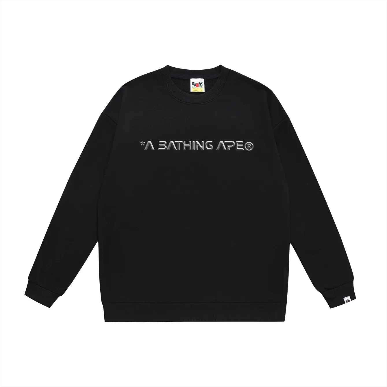 P150 model number SC479# terry 75 plus velvet 80 (top version) BAPE ape moon letter printed round neck sweatshirt Made of 350g large terry (drop shoulder large version) fabric, soft texture and no pilling Imported environmentally friendly printing glue The pattern is bright and three-dimensional Quality 💥Same style for men and women The upper body is trendy Color: black white gray Size: S M L XL XXL