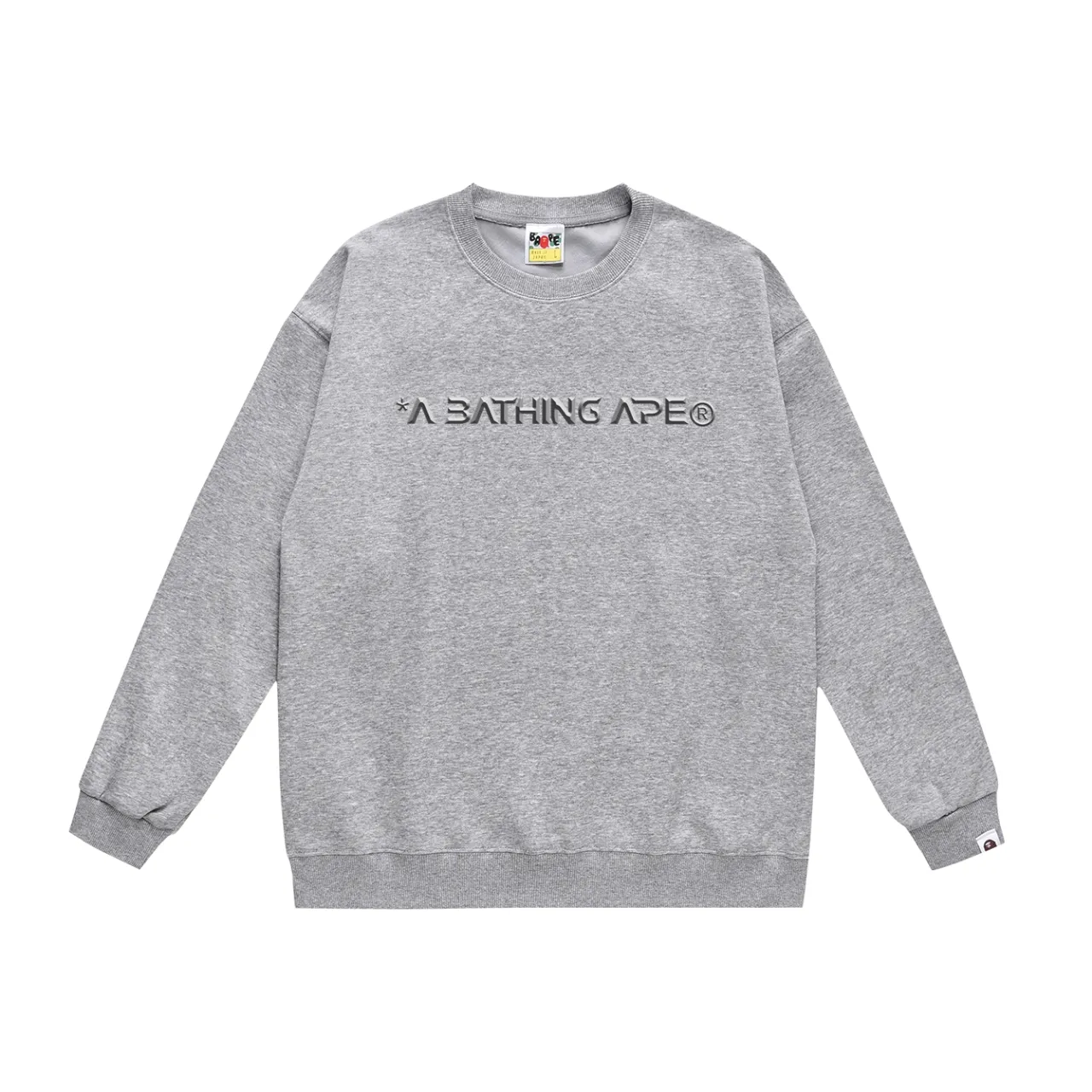 P150 model number SC479# terry 75 plus velvet 80 (top version) BAPE ape moon letter printed round neck sweatshirt Made of 350g large terry (drop shoulder large version) fabric, soft texture and no pilling Imported environmentally friendly printing glue The pattern is bright and three-dimensional Quality 💥Same style for men and women The upper body is trendy Color: black white gray Size: S M L XL XXL