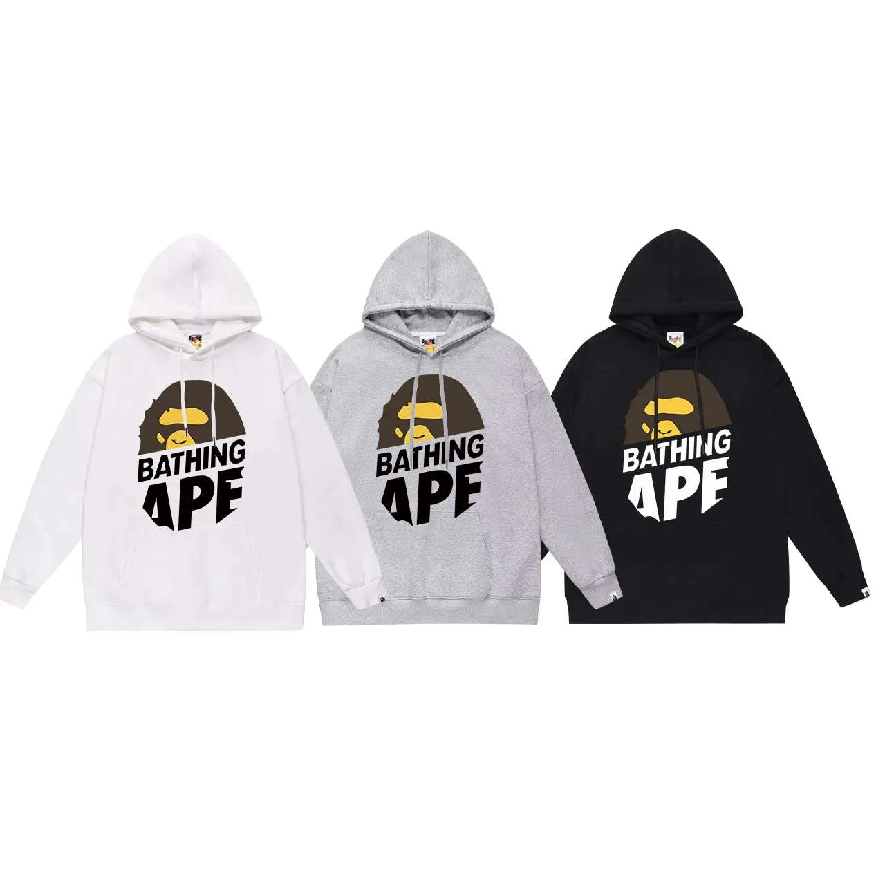Model No. SC654#terry p160 plus velvet p180💰 (top version) BAPE ape head letter printed hooded sweatshirt. Made of 380g large terry 430g silver fox velvet (drop shoulder large version) fabric. The texture is soft and non-pilling. Imported environmentally friendly printing glue. The pattern is bright and three-dimensional. Quality💥Same style for men and women. The upper body is trendy. Color: black white gray Size: S M L XL XXL