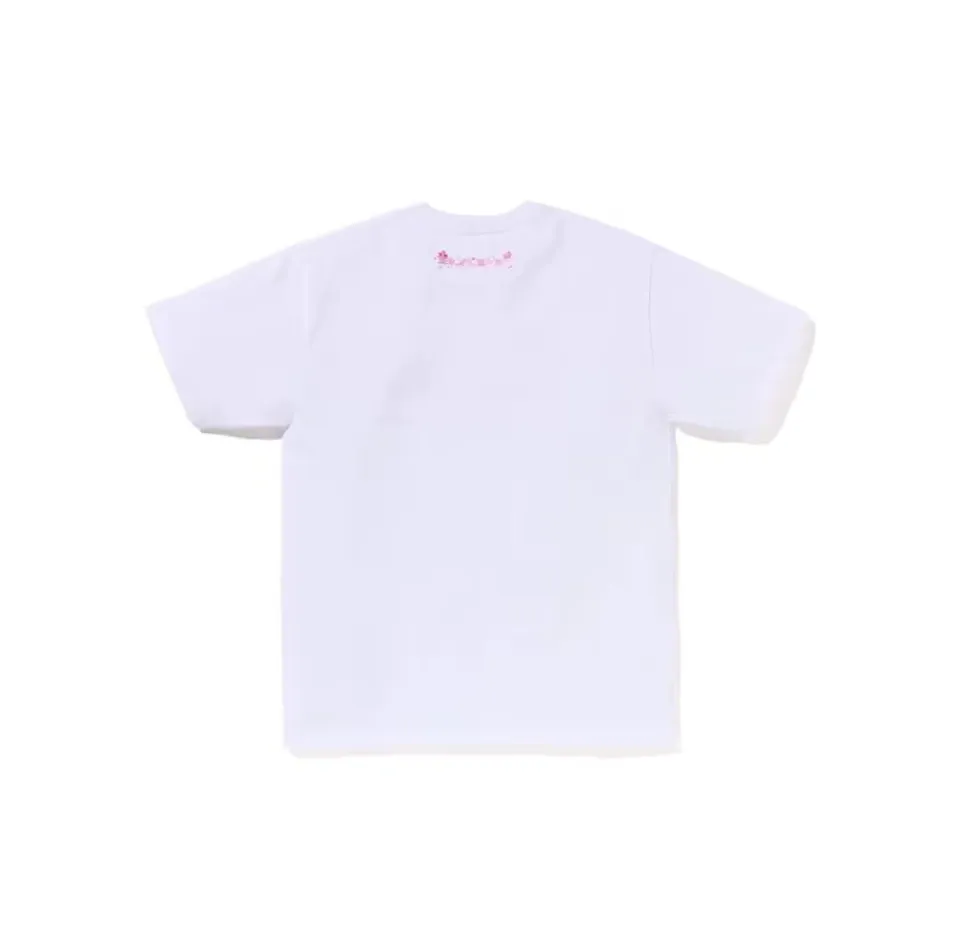 P110 00123 A BATHING APE BAPE SS23 SAKURA cherry blossom series cherry blossom print round neck loose short-sleeved T-shirt, same style for men and women, size smlxlxxl, black and white